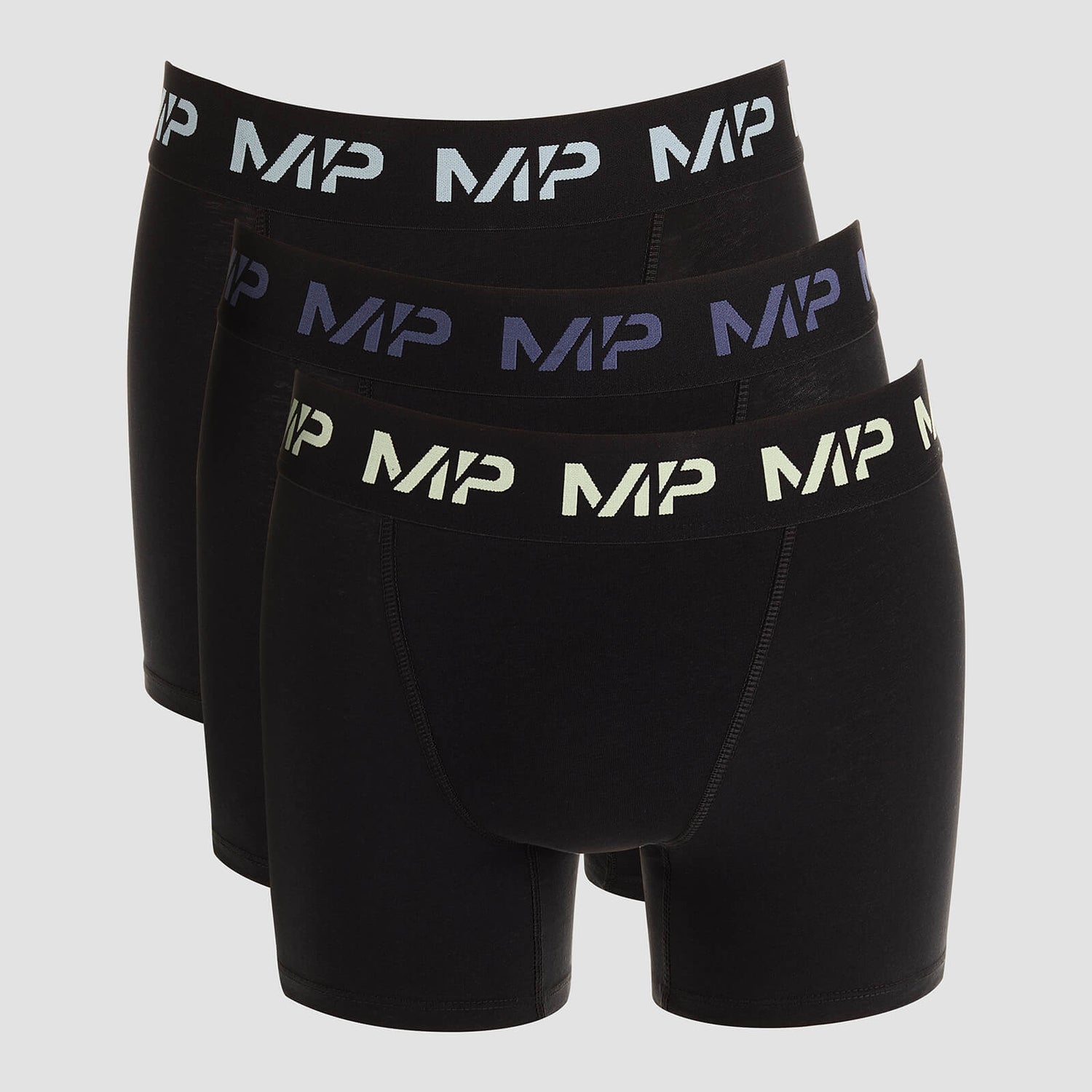 Bóxeres con logotipos de color para hombre de MP (paquete de 3) - Negro/Verde escarcha/Azul acero/Azul hielo - XS