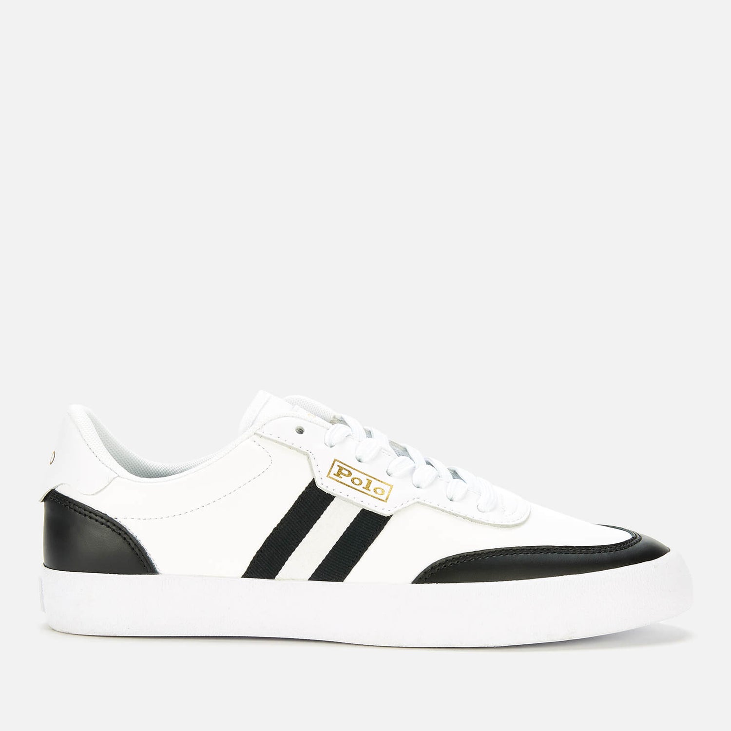 Polo Ralph Lauren Men's Court Leather Vulcanised Trainers - White/Black |  FREE UK Delivery | Allsole