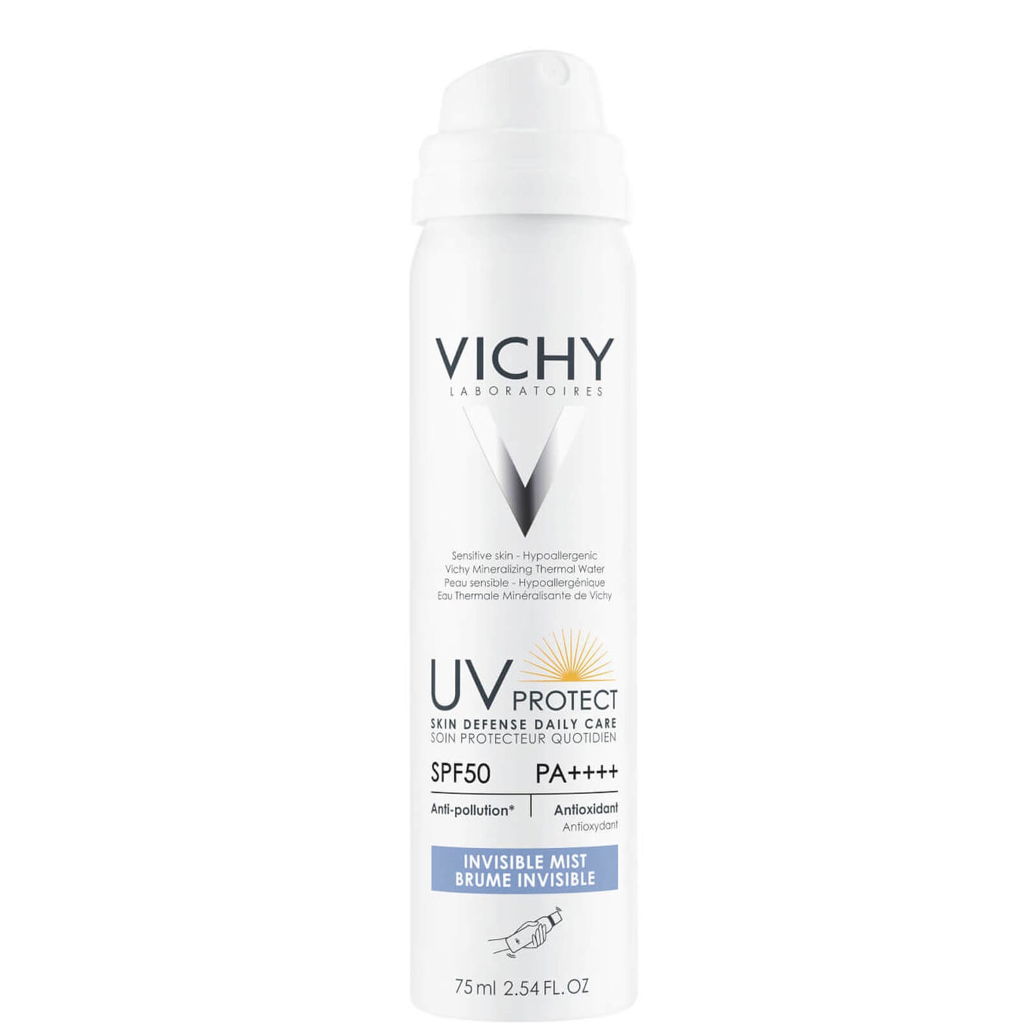 VICHY UV Protect Skin Defense Daily Care Invisible Mist -sumute, 75 ml