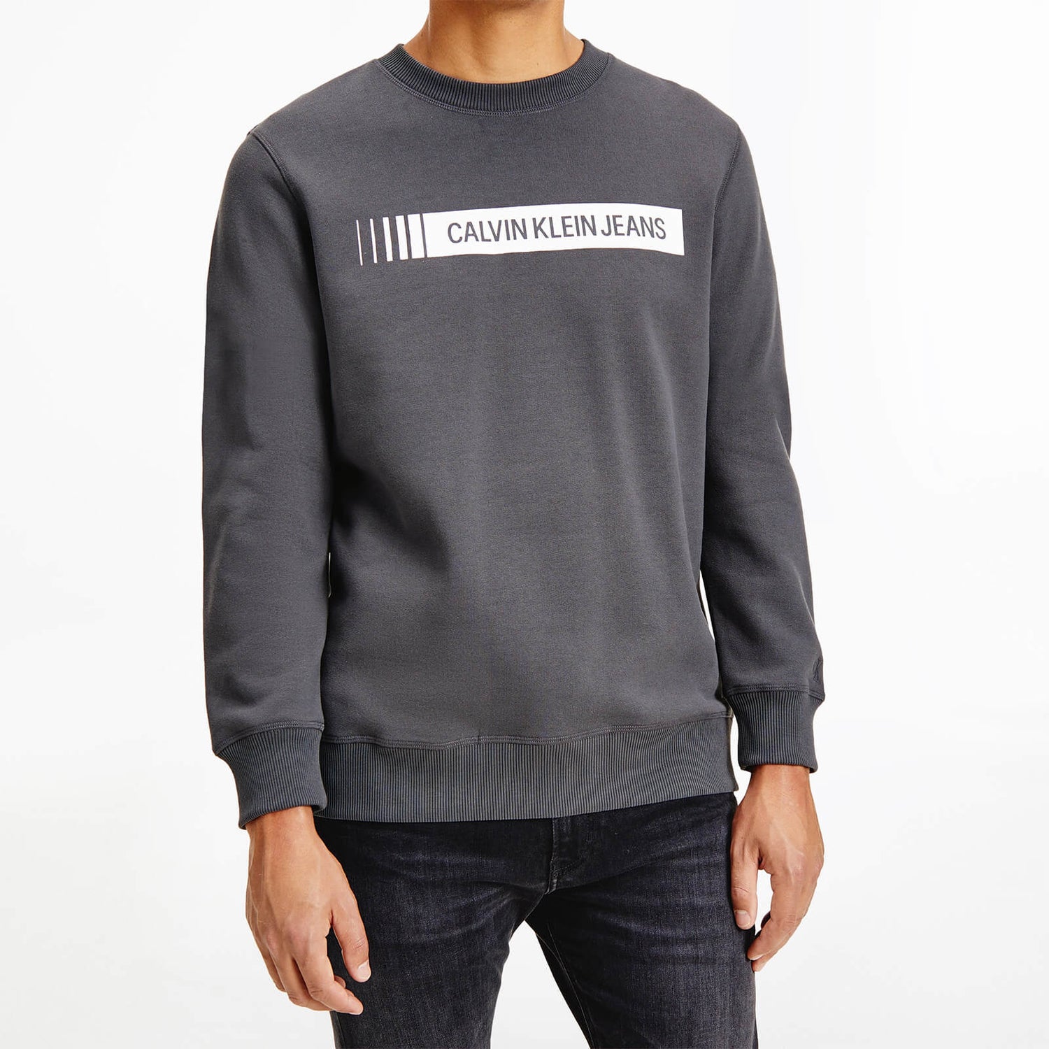Calvin Klein Jeans Men's Institutional Logo Crewneck Sweatshirt - Grey Pinstripe