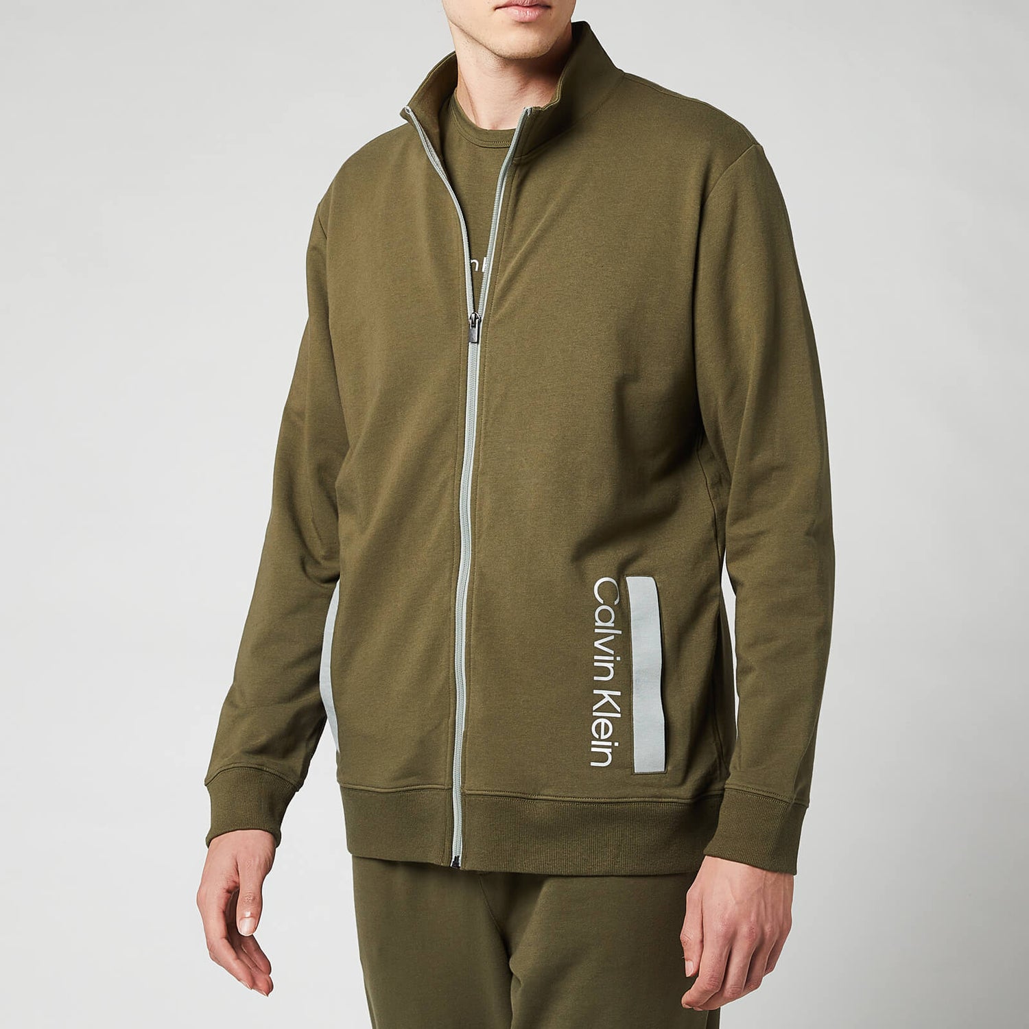 Calvin Klein Men's Full-Zip Sweatshirt - Army Green - XL