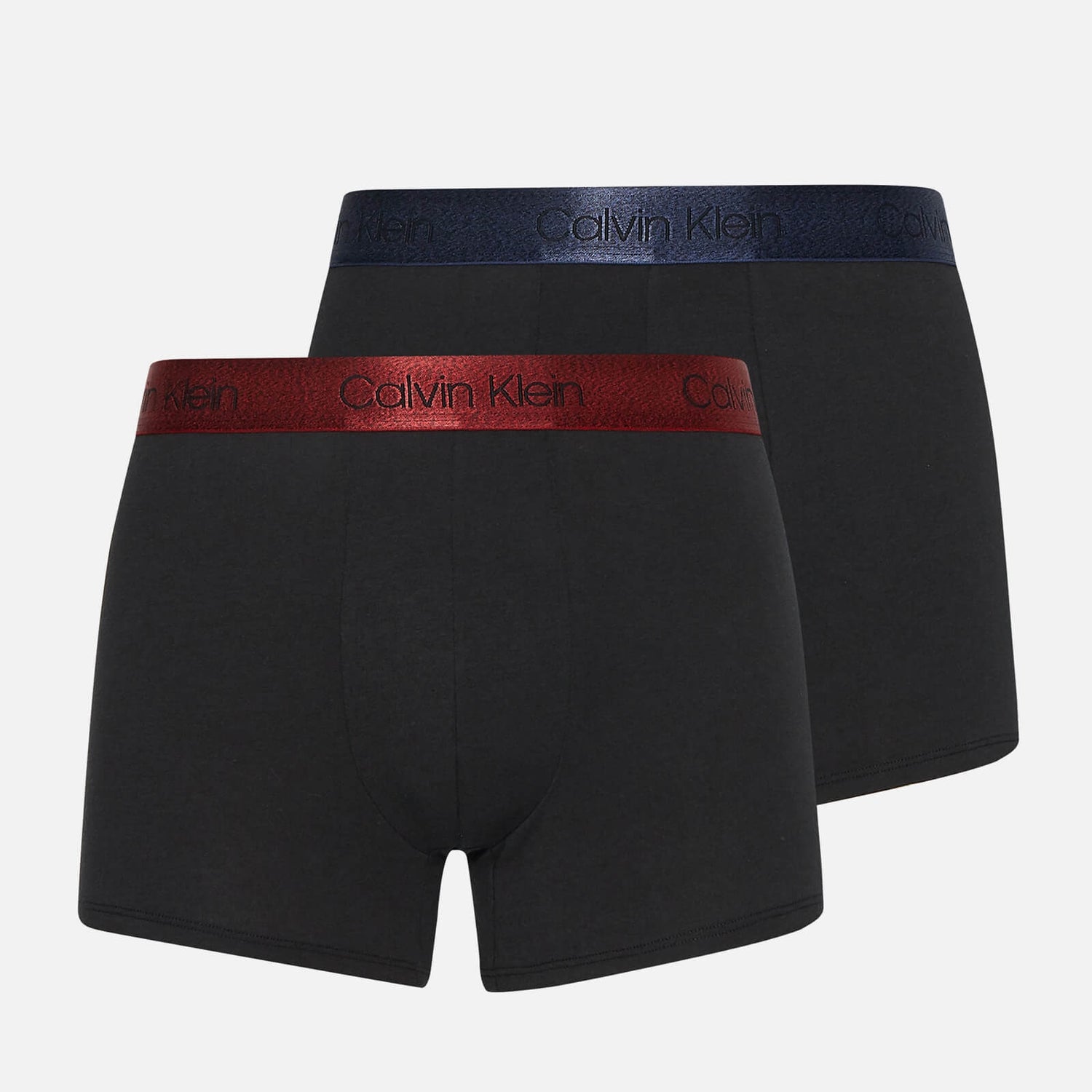 Calvin Klein Men's 2 Pack Trunk Boxers - Black/rustic red/blue shadow - S