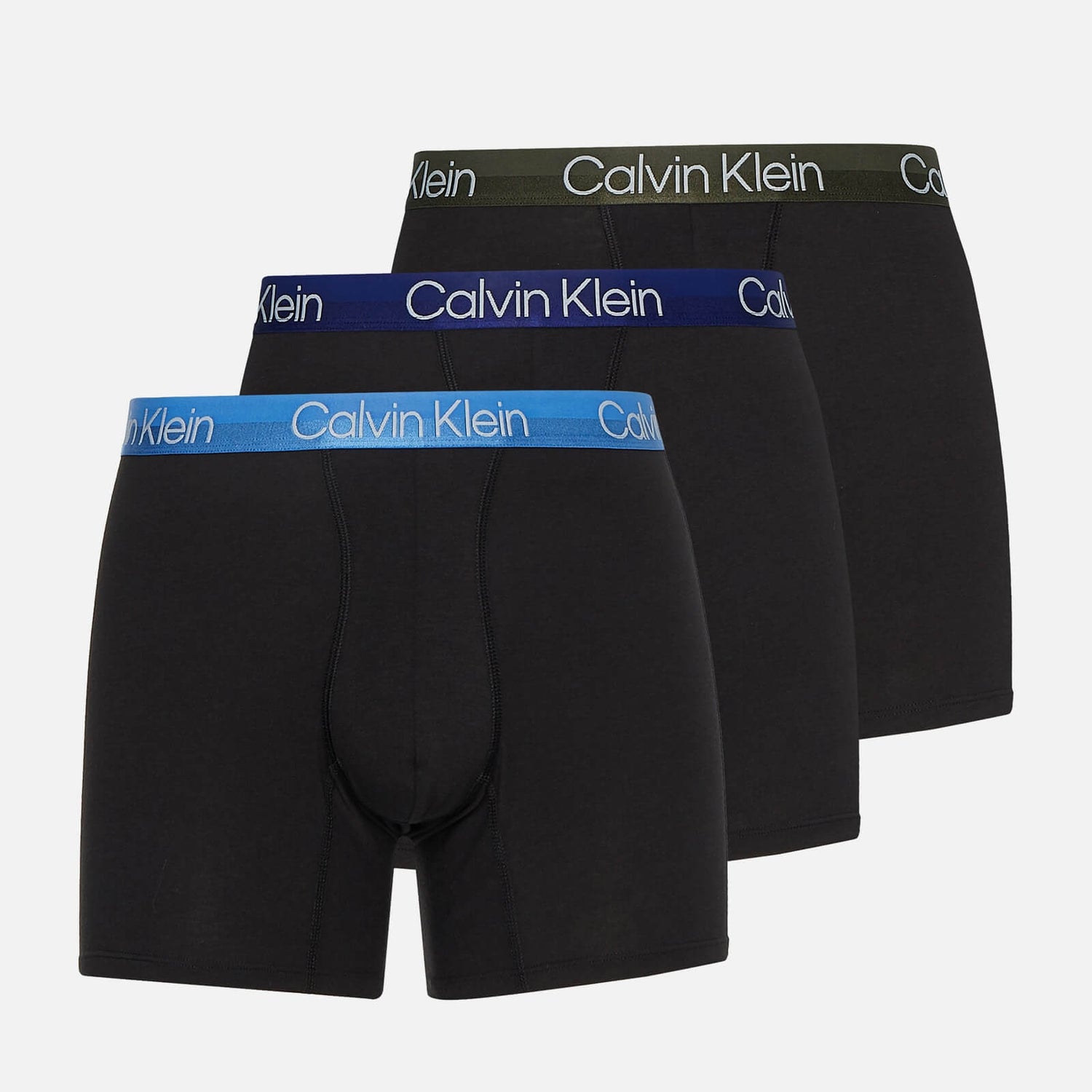 Calvin Klein Men's 3 Pack Boxer Brief - Active Blue/Fatigues/Bayou Blue