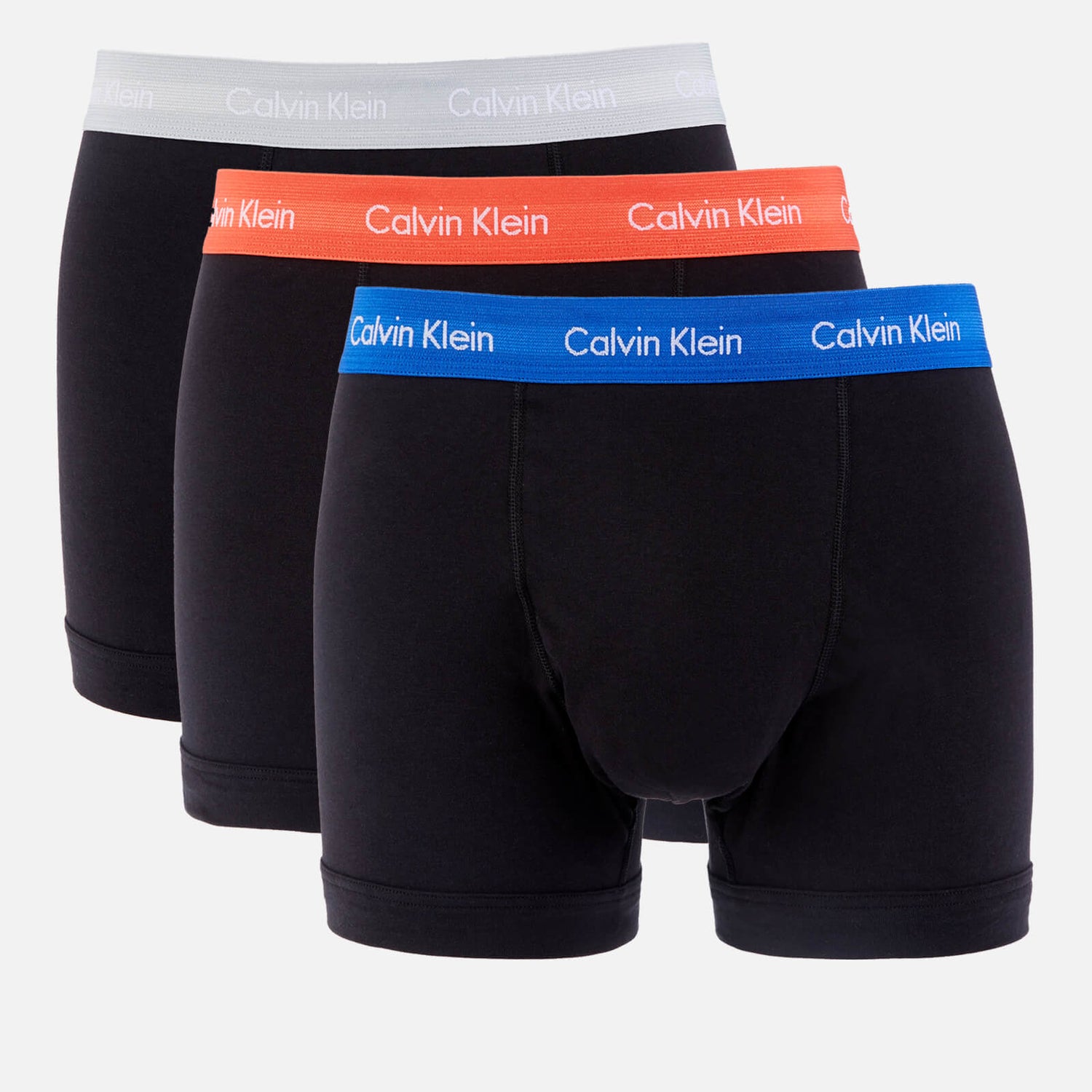 Calvin Klein Men's 3 Pack Trunk Boxer Shorts - Royalty/Grey/Exotic Coral