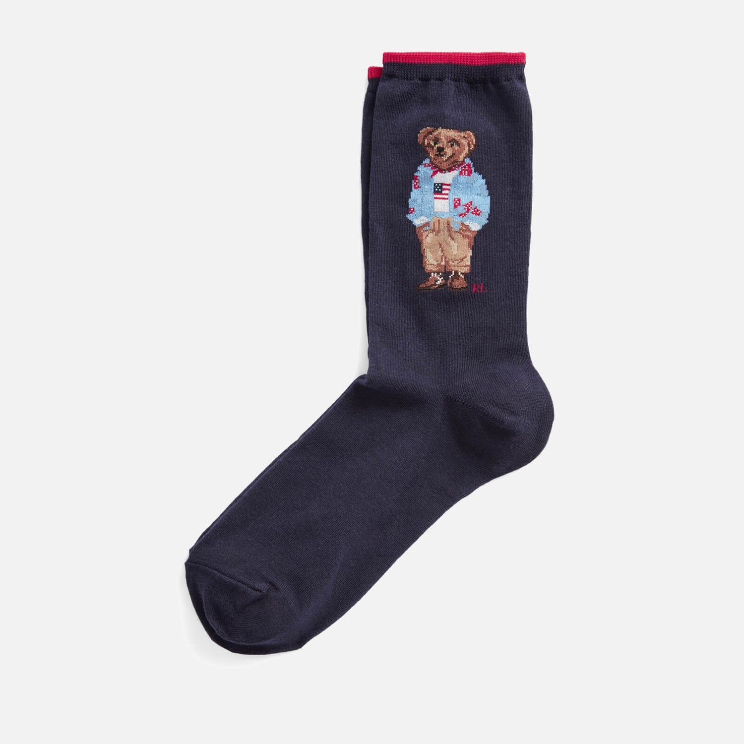 Polo Ralph Lauren Women's Girl Bear-Crew Sock-Single - Navy