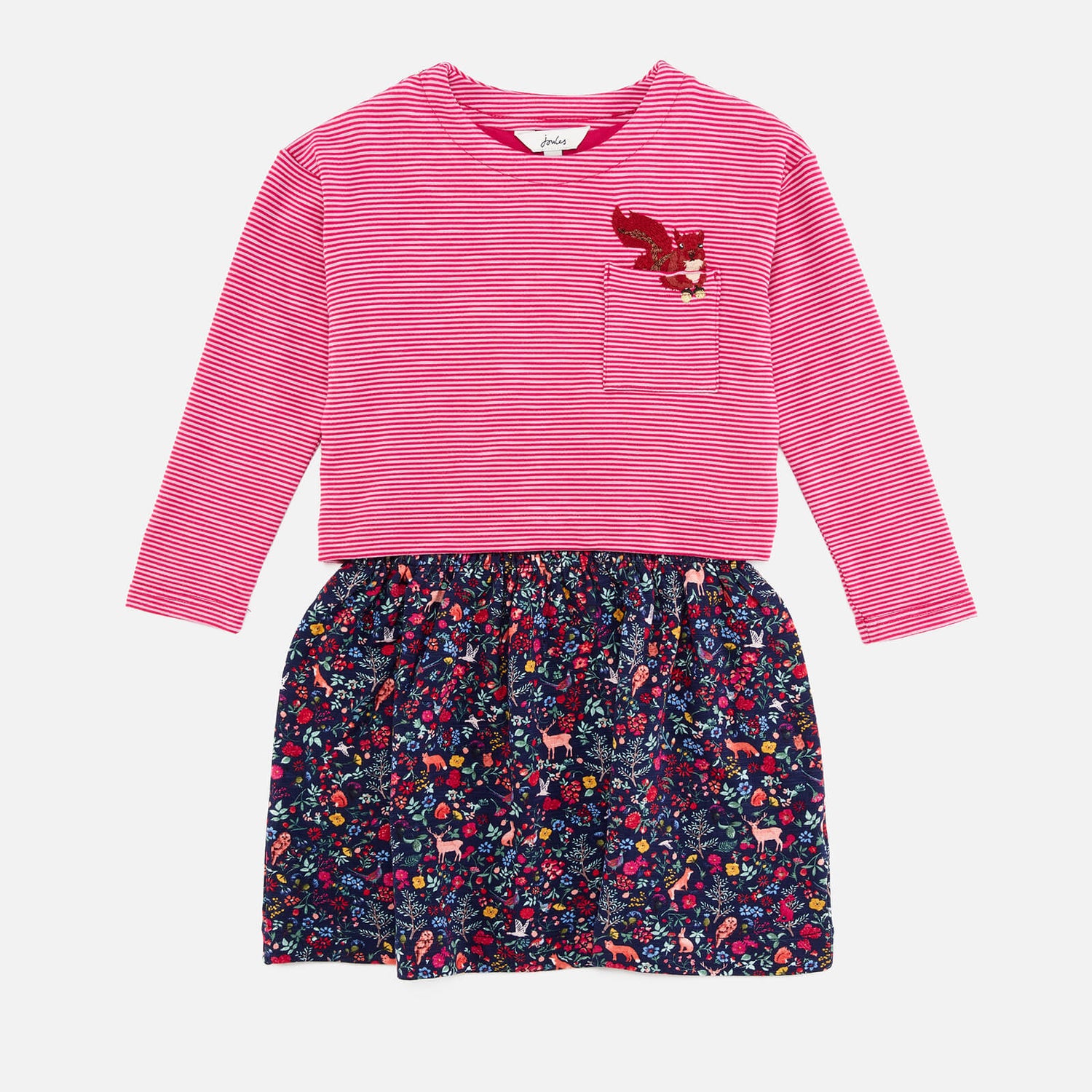 Joules Girls' Mock Layer Dress - Ditsy - 5 Years