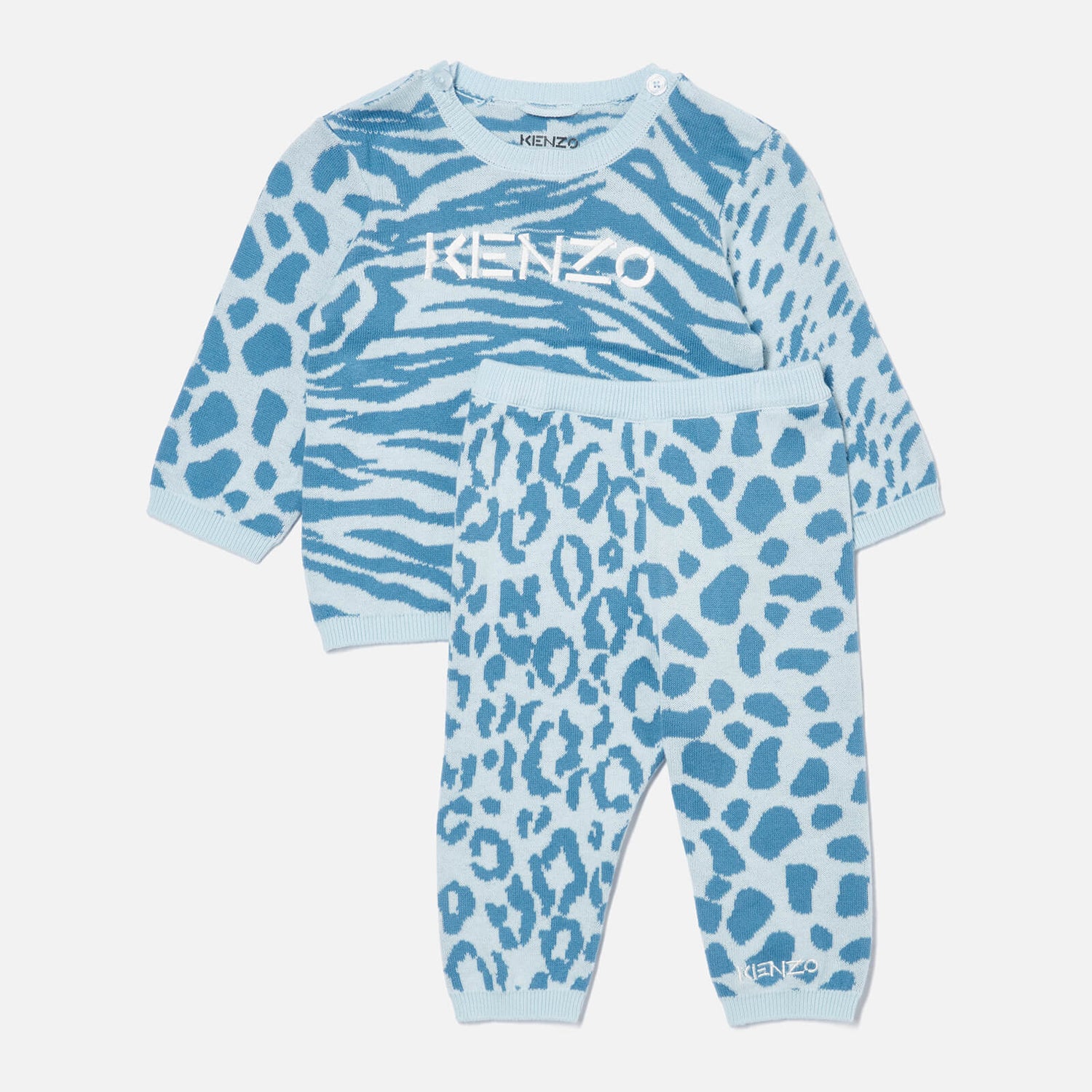 KENZO Newborn Animal Print Matching Set - Pale Blue
