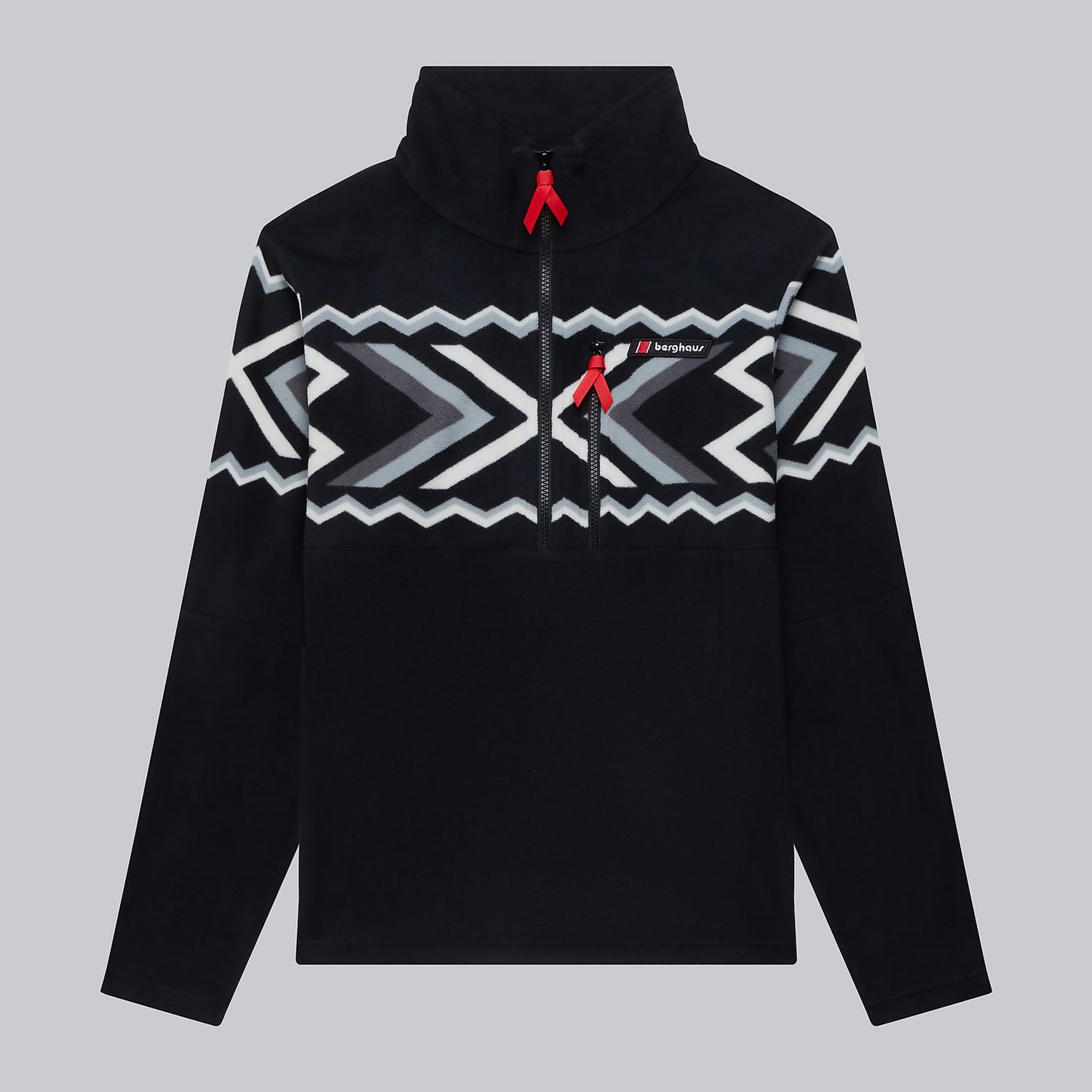 Unisex Prism Printed Trango Half Zip Fleece Black Grey Berghaus