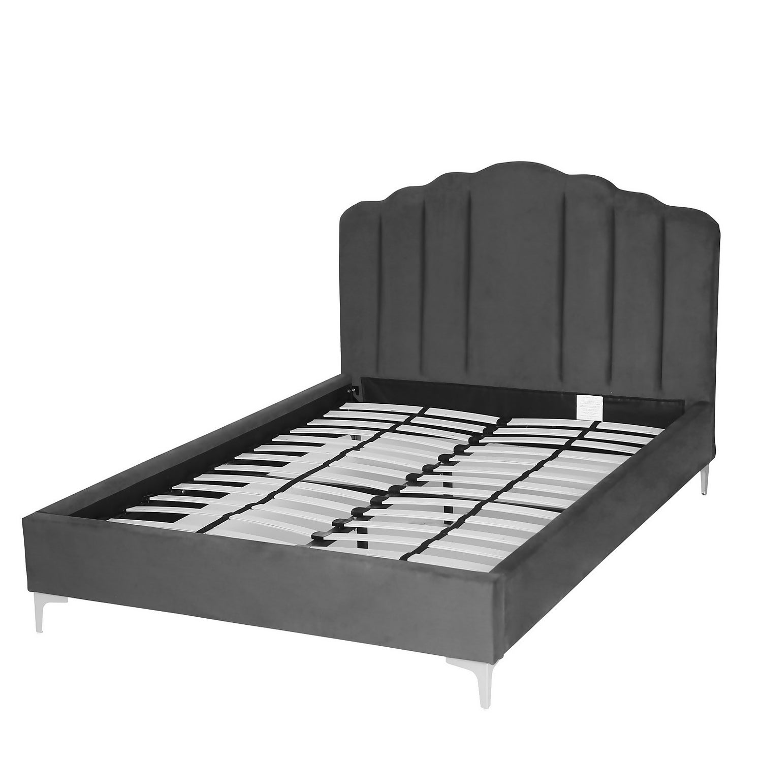 Sophia Scallop Double Bed Grey Homebase