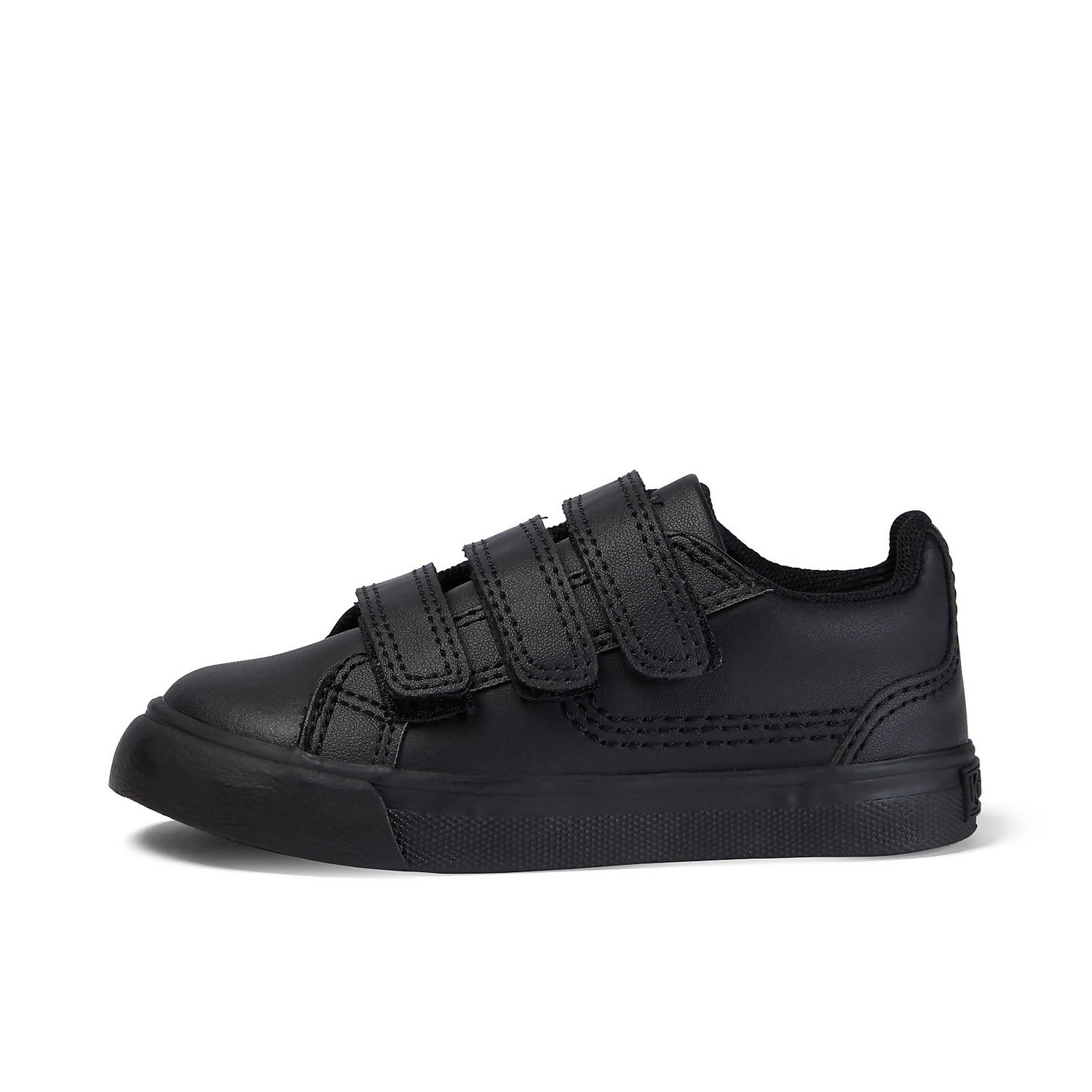 Boys Shoe Black Easy Fasten School Shoe Hook Loop Flex Leather