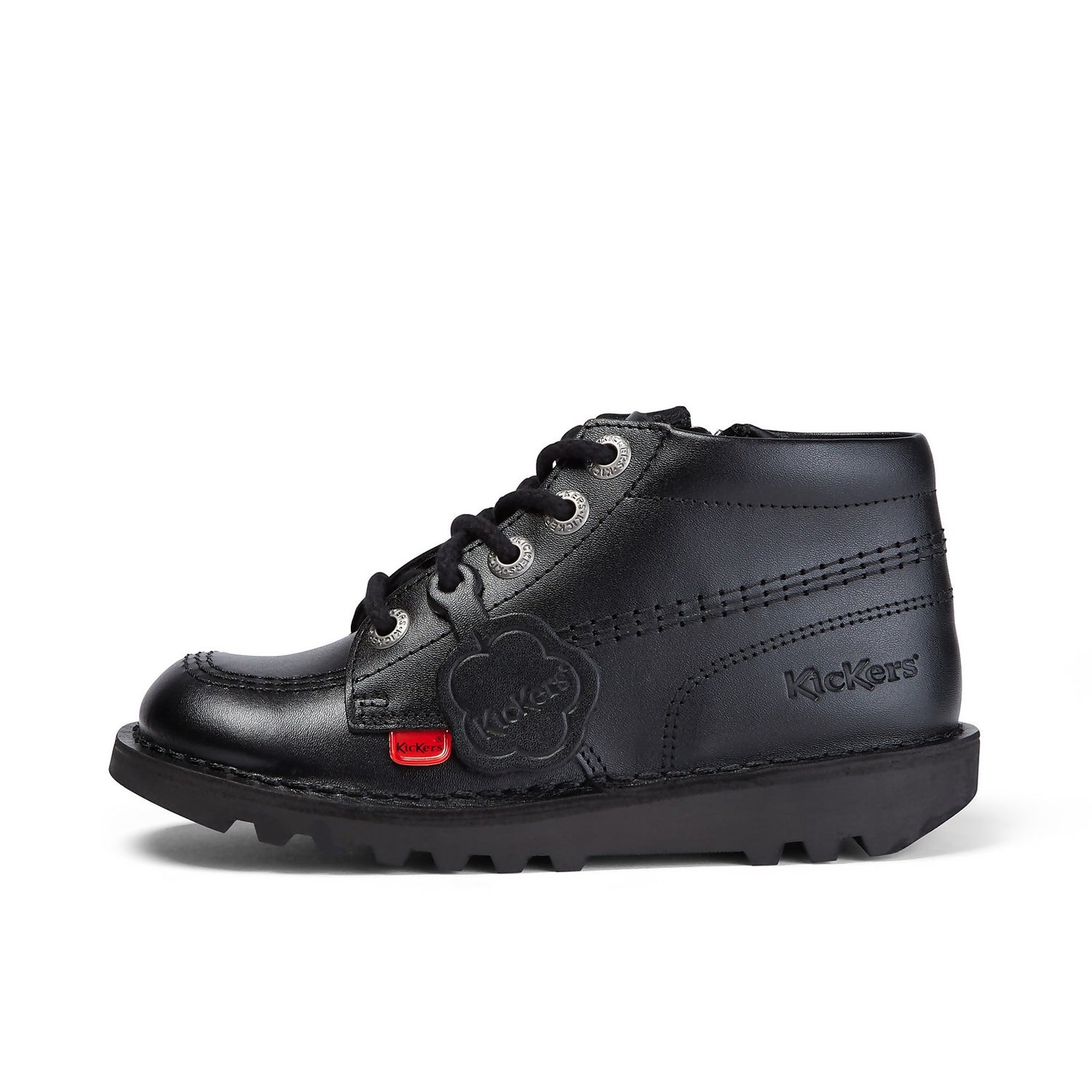 Kickers Unisex Junior Kick Hi Black Leather School Shoes with Zip