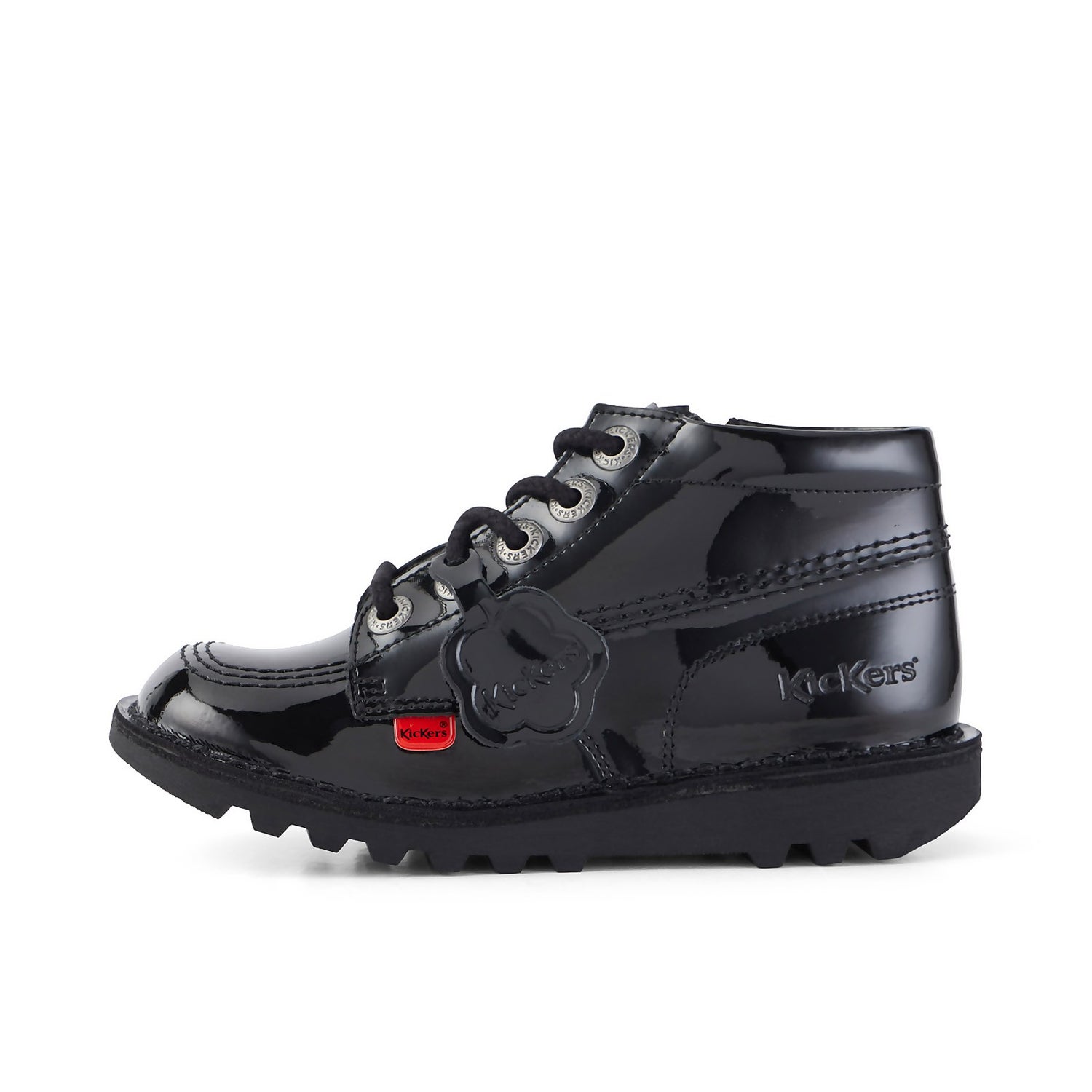 Kickers Junior Kick Hi Patent Leather Zip Boots - Black - 13