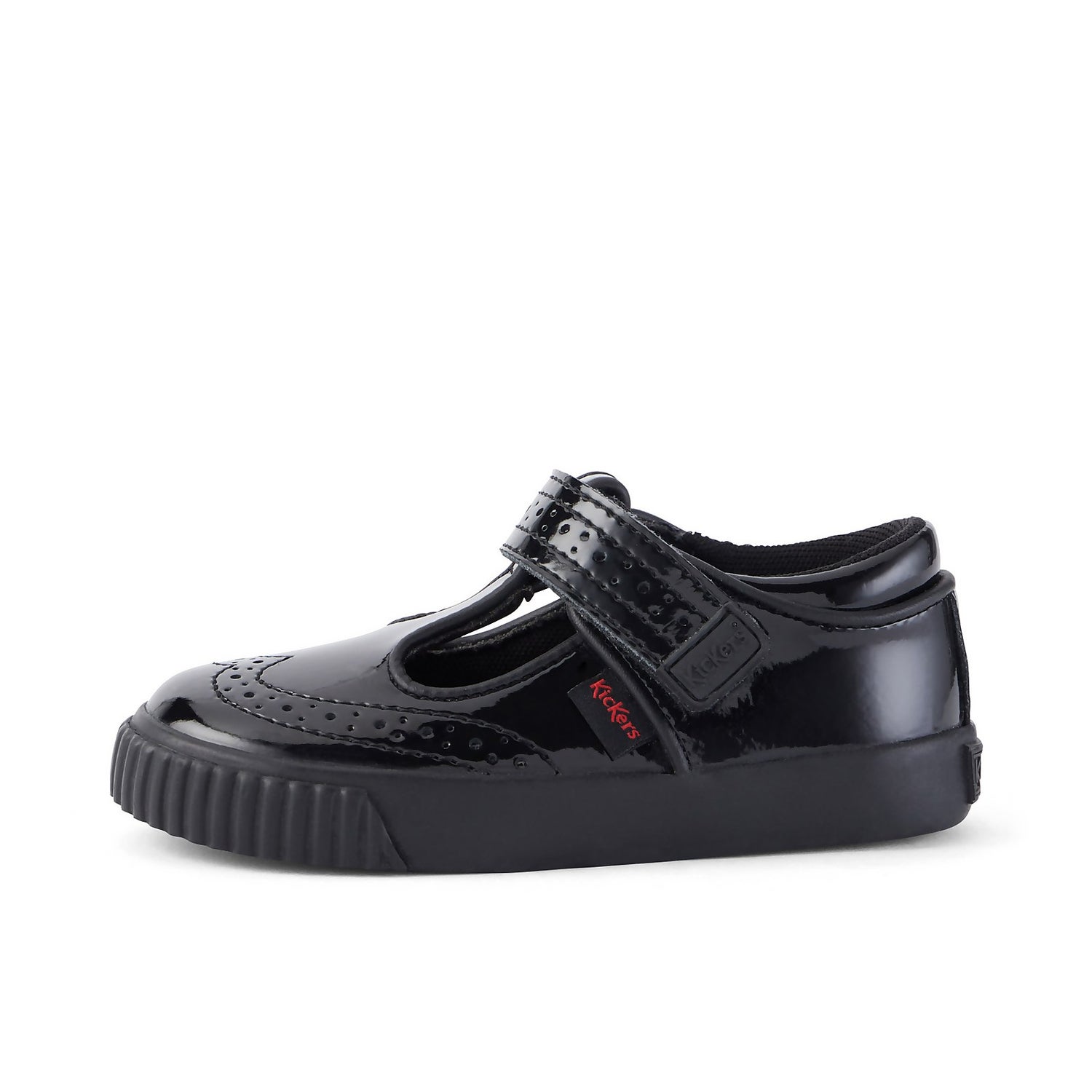 Infant Girls Tovni Brogue T Bar Patent Leather Black Kickers