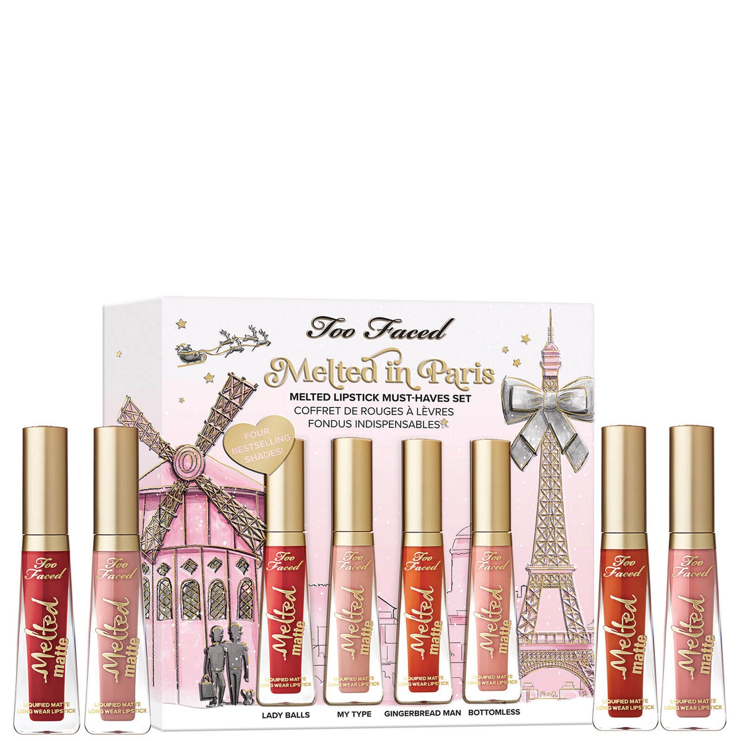 Too Faced Limited Edition Melted in Paris Longwear Liquid Lipstick-sæt