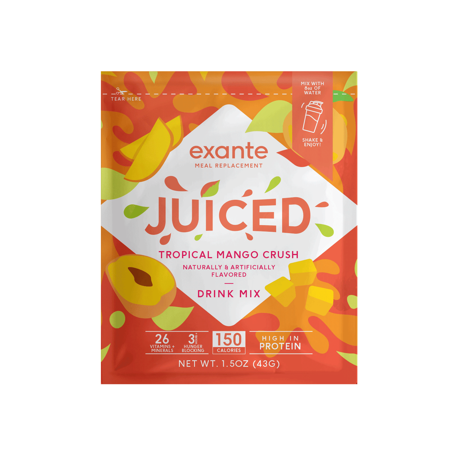 Exante Diet JUICED, Tropical Mango Crush, Sample Sachet (USA)