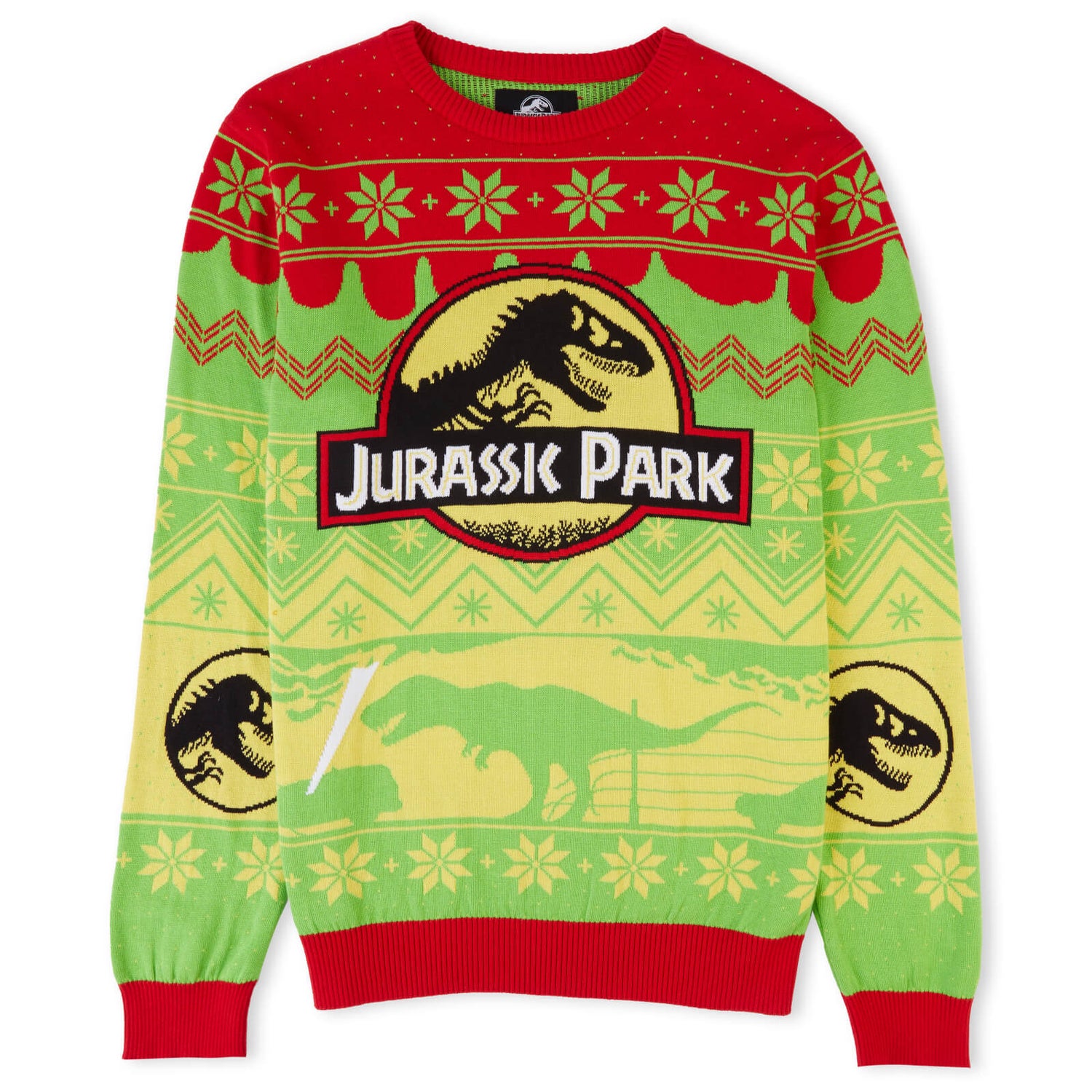 Jurassic Park Turn the Light Off Christmas Knitted Jumper Yellow