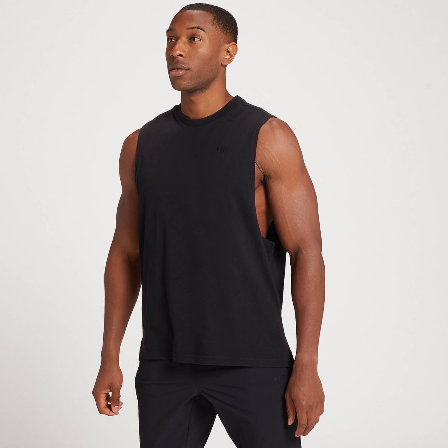 Men's Drop Armhole Tank Top - Washed Black