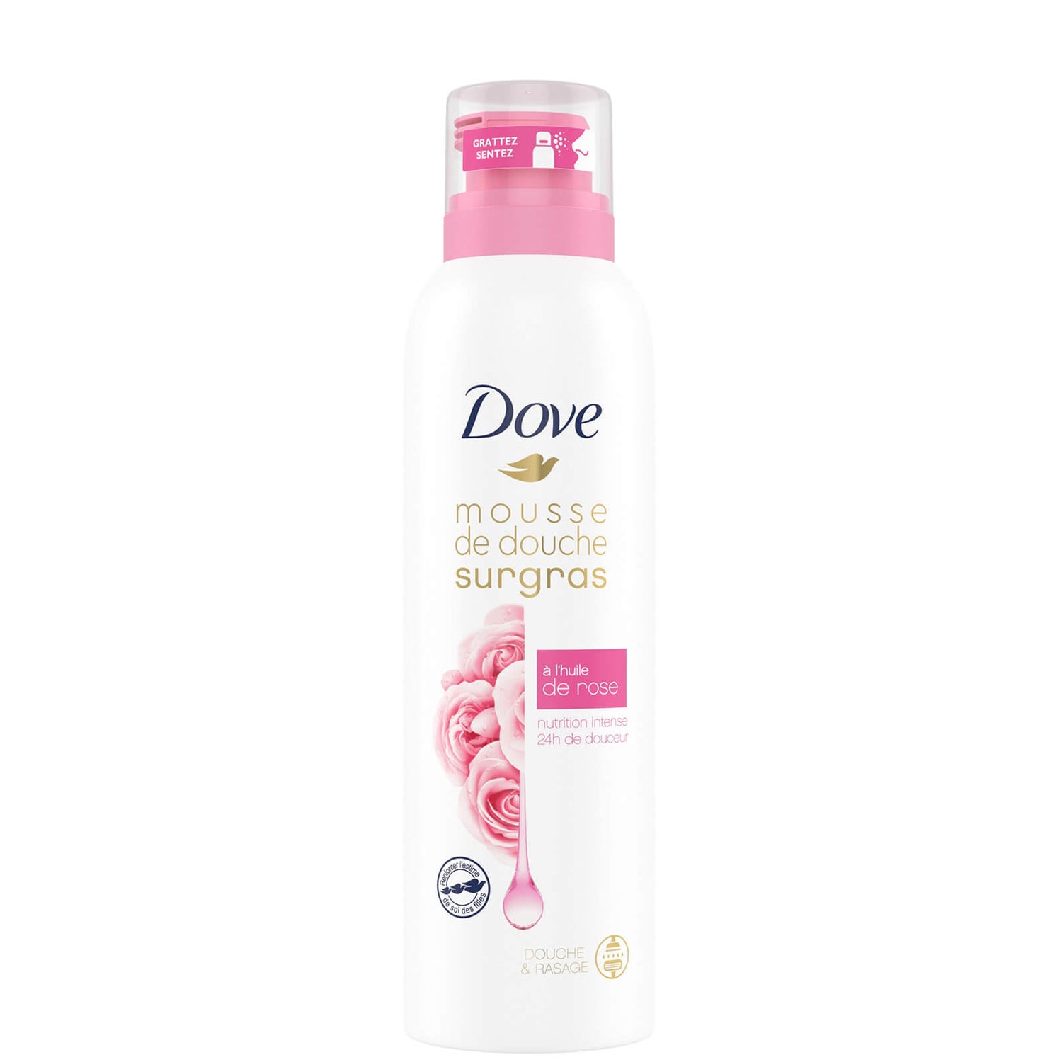 Dove Rose Oil Softness Mousse de duș cu ulei de trandafiri 200ml