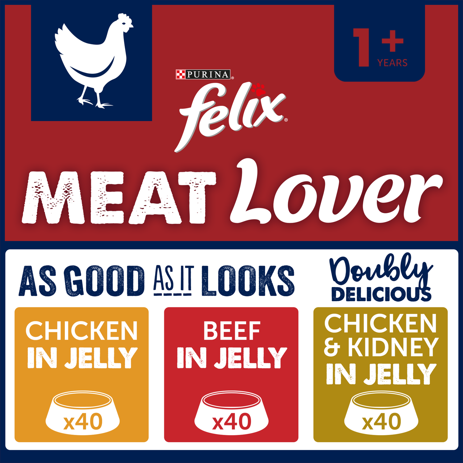 Felix Pre-Mixed Bundle Adult Wet Cat Food Meat Lover 120x100g