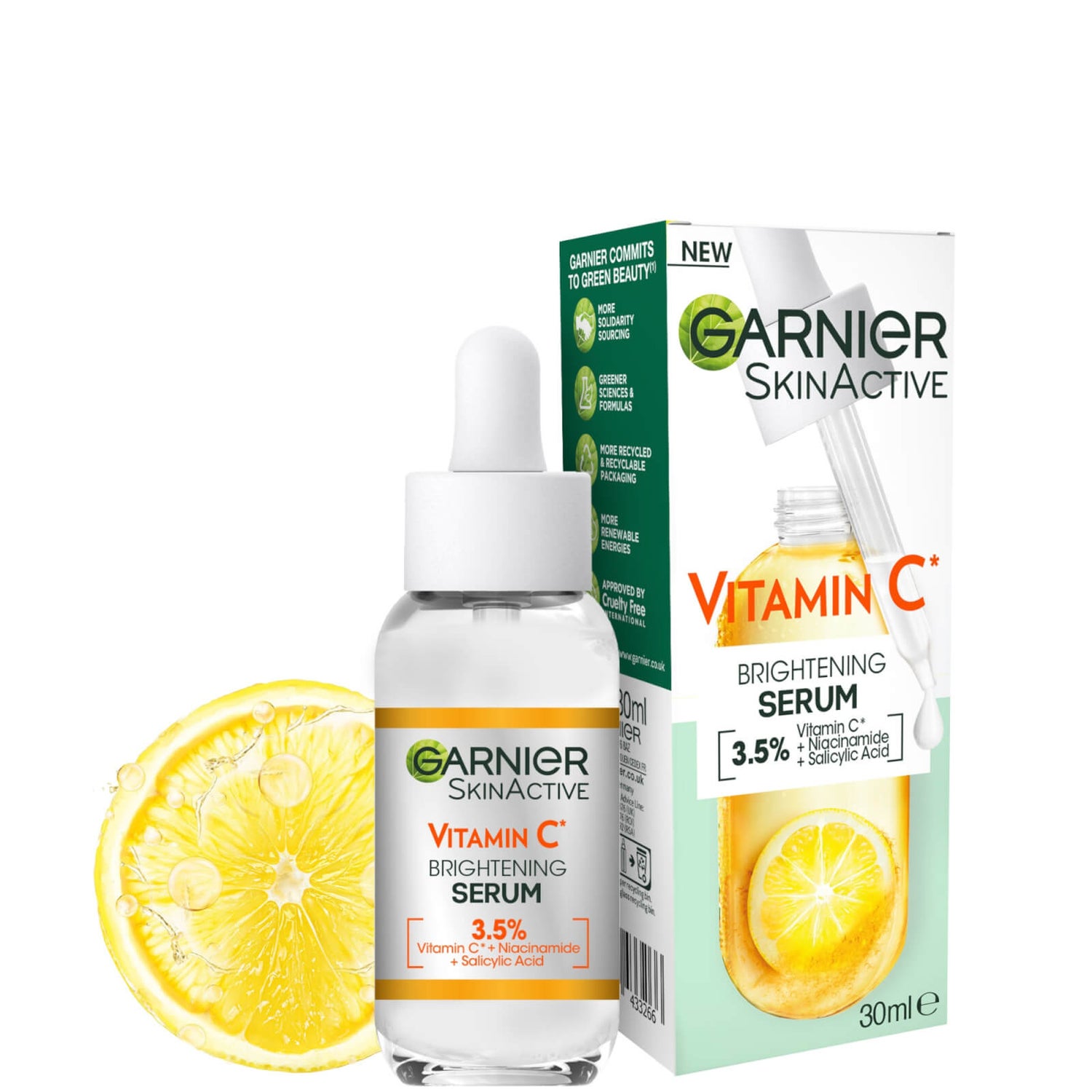 Garnier % Vitamin C, Niacinamide, Salicylic Acid, Brightening and Anti  Dark Spot Serum 30ml - LOOKFANTASTIC