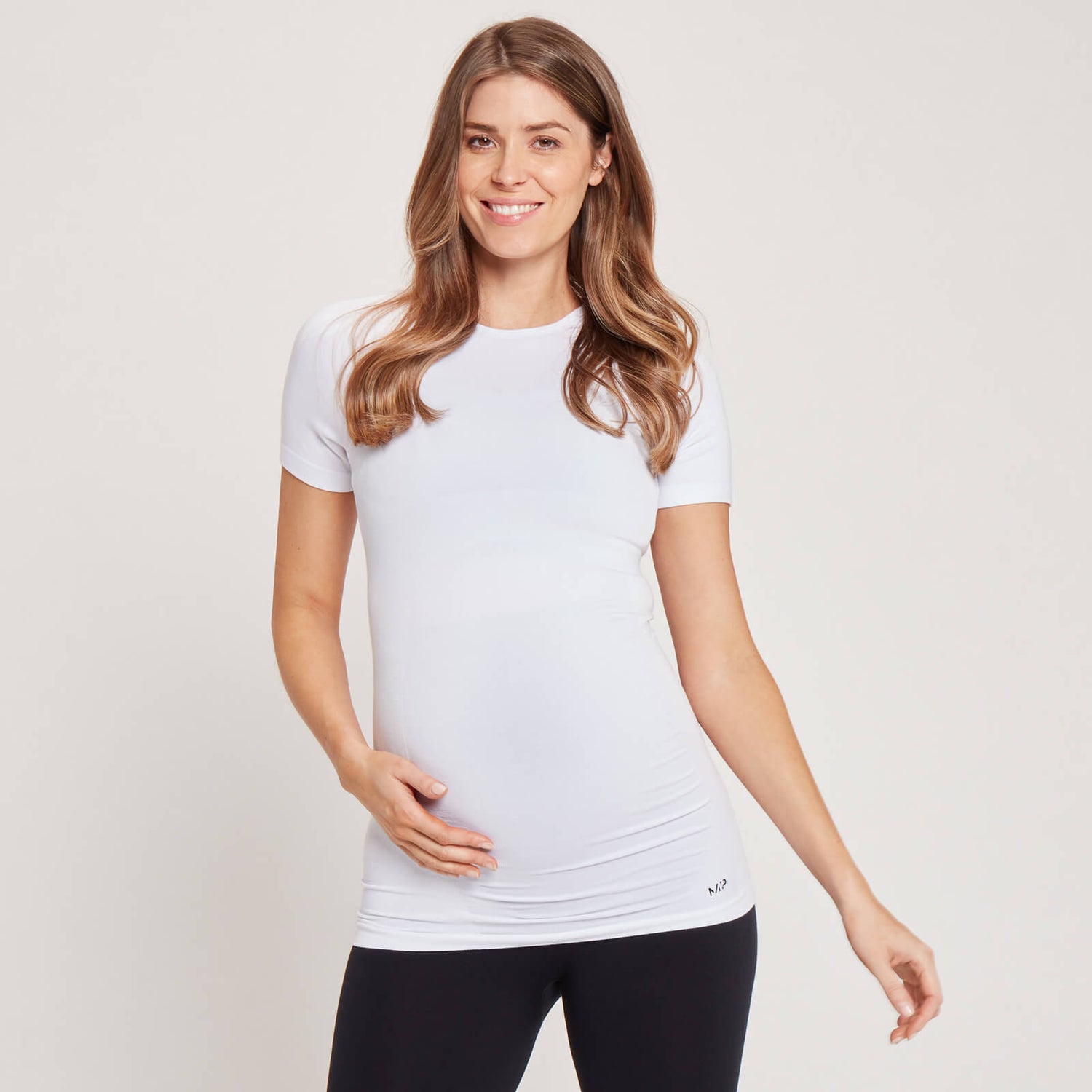 MP Women's Maternity Seamless Short Sleeve T-Shirt — Weiß - XXS