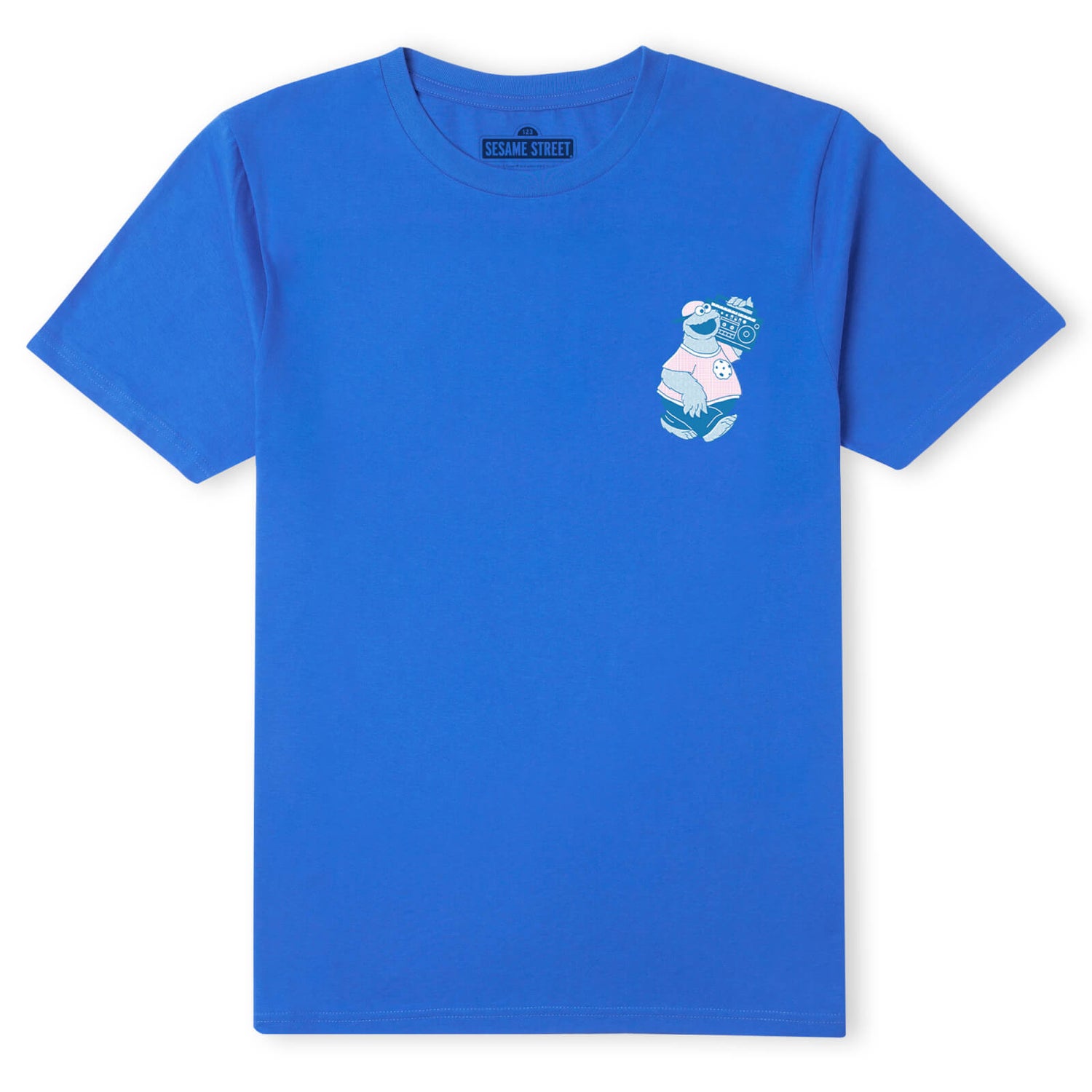 Sesame Street Cookie Monster On Blast Men's T-Shirt - Blue
