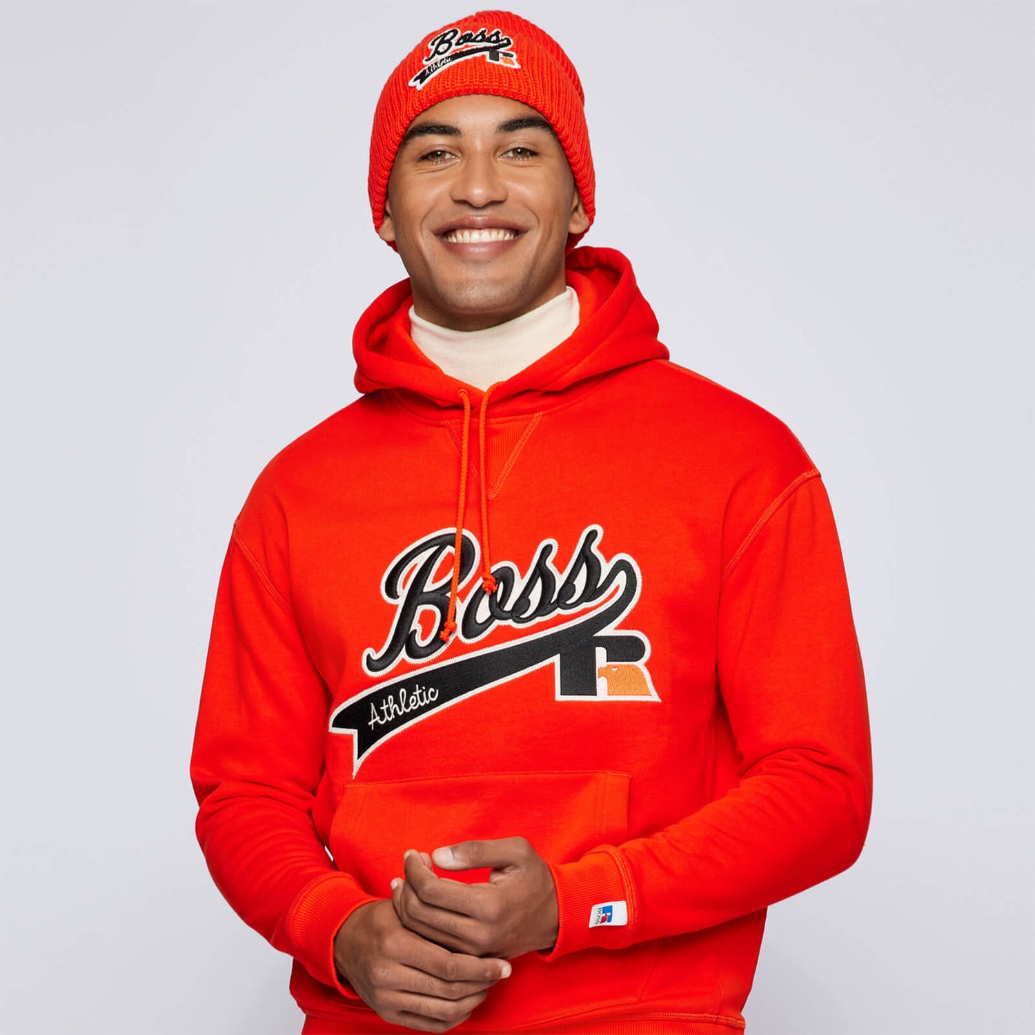 BOSS X Russell Athletic Men's Safa Pullover Hoodie - Bright Orange