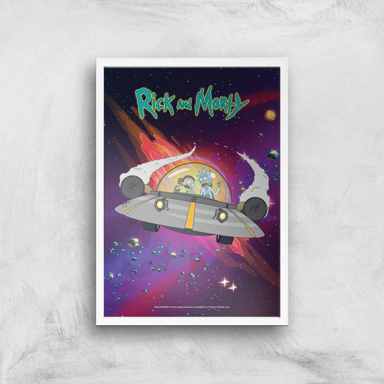 Rick and Morty Rocket Adventure Giclee Art Print - A2 - White Frame