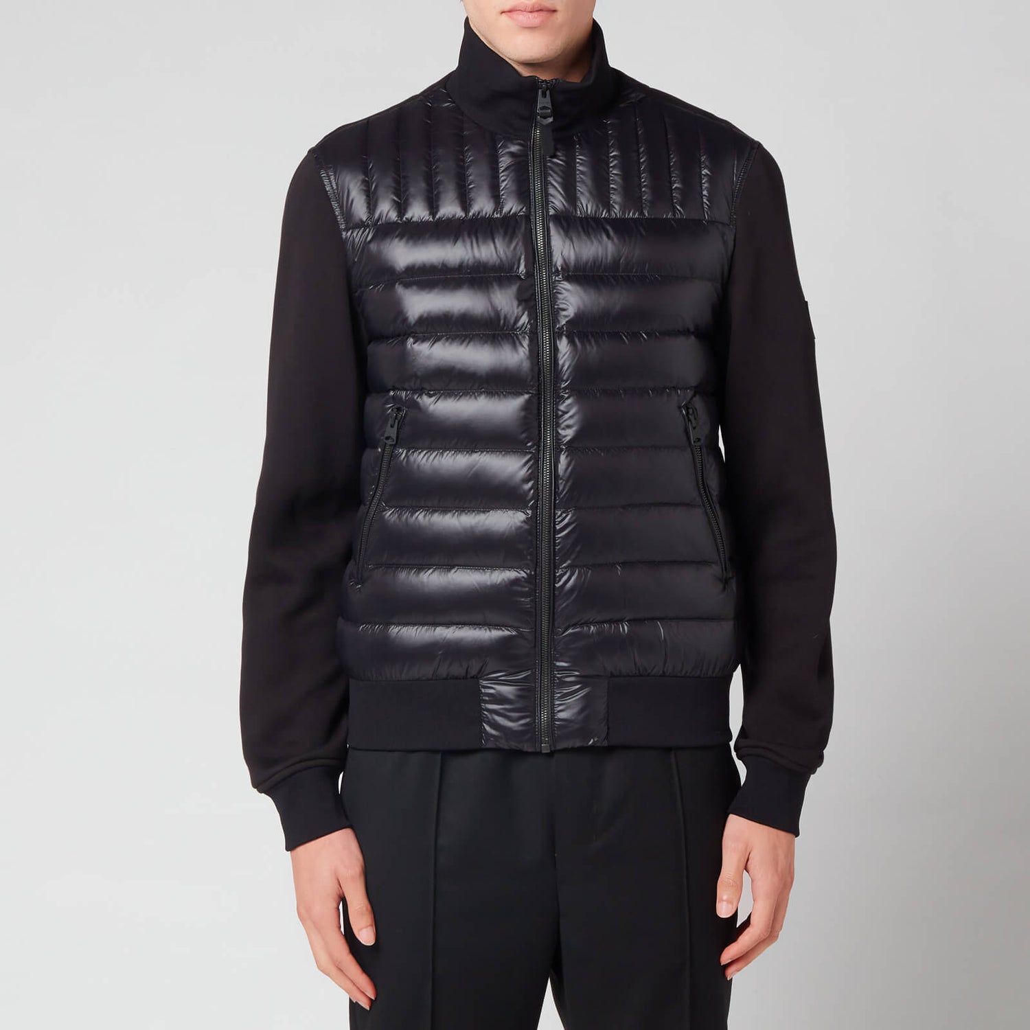 Mackage Men's Collin Bomber Jacket with Quilted Down Front Body - Black - S