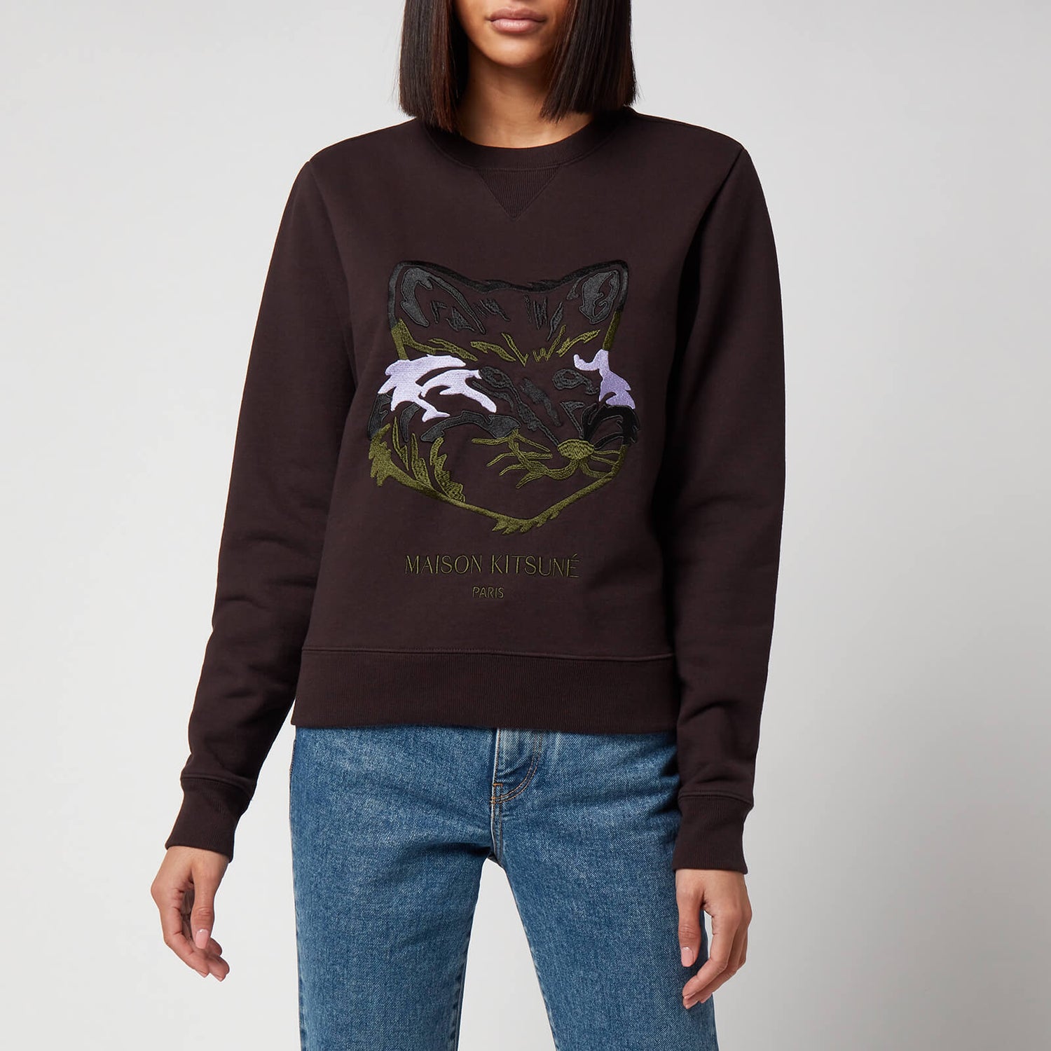 Maison Kitsuné Women's Big Fox Embroidery Regular Sweatshirt - Chocolate - XS