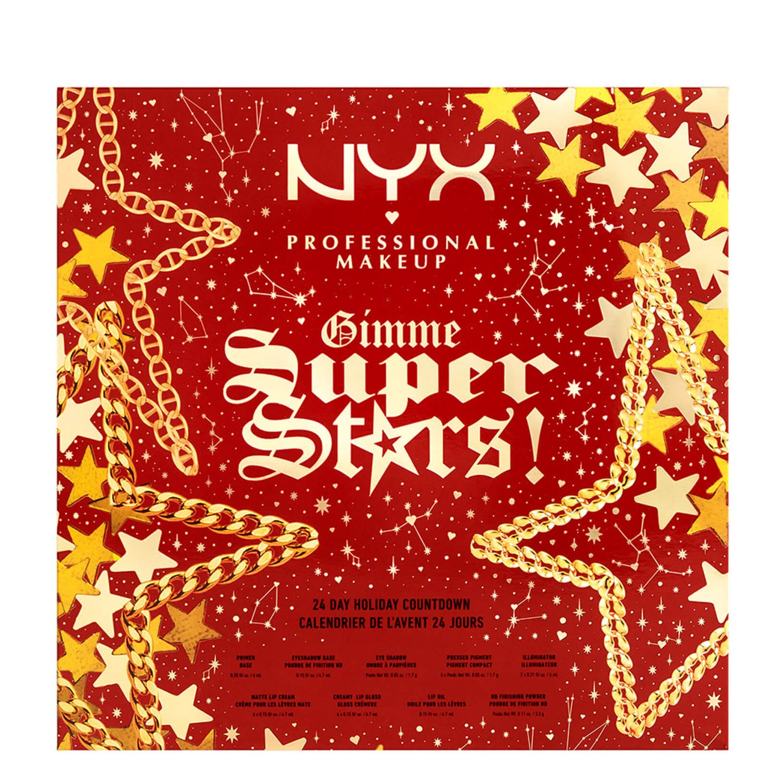 NYX Professional Makeup Gimme Super Stars! Ημερολόγιο αντίστροφης μέτρησης 24 ημερών (αξίας £106.25)
