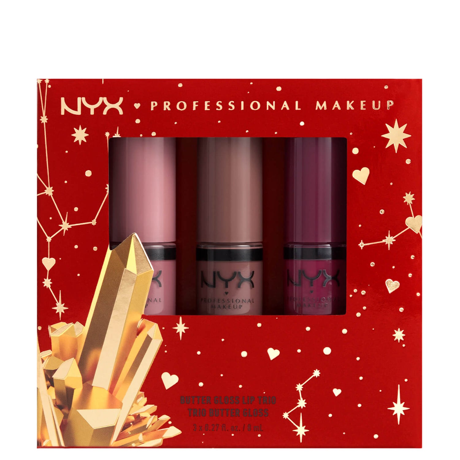 NYX Professional Makeup Gimme Super Stars! Butter Gloss Lip Trio Deep Nude gavesæt