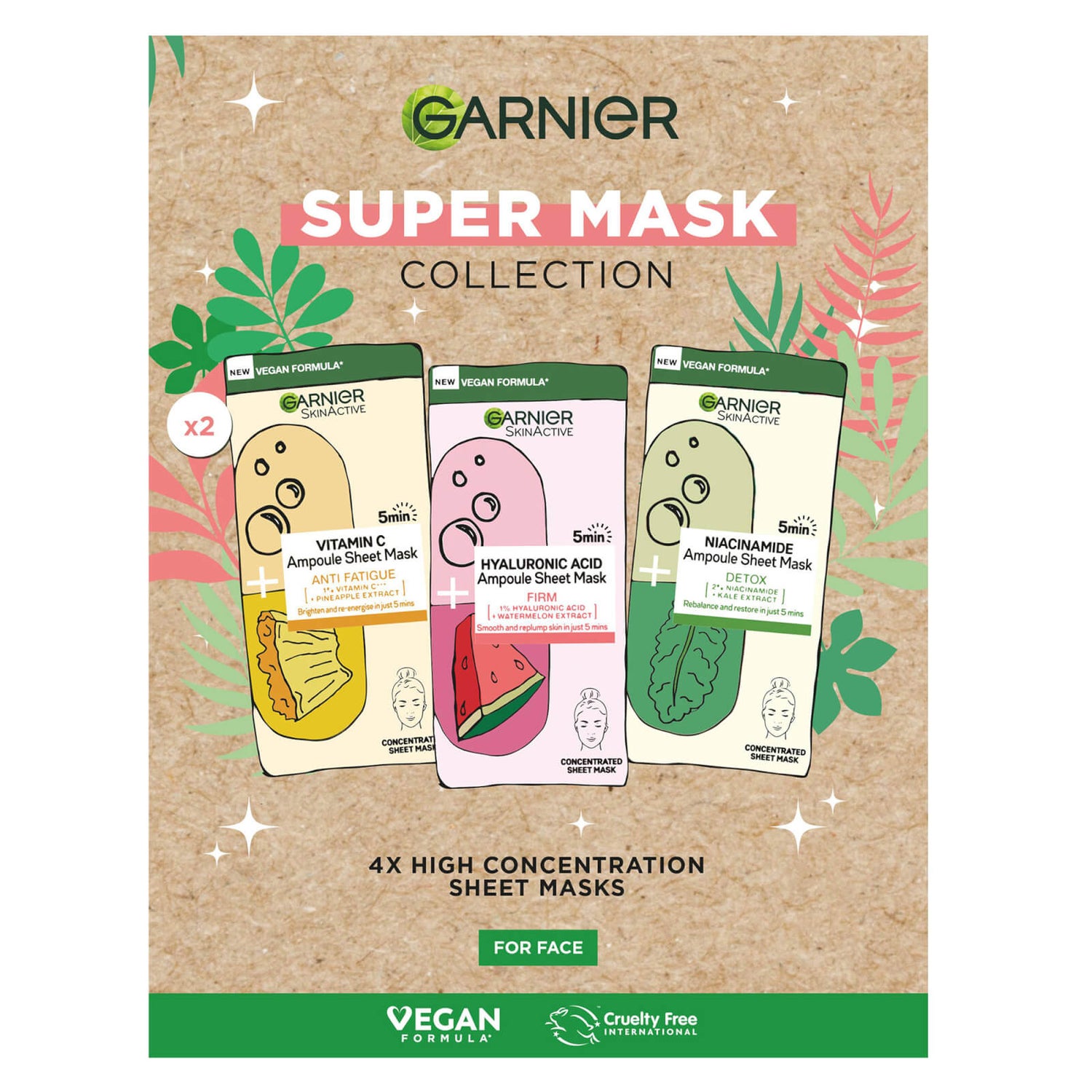 Kolekcja maseczek w płachcie Garnier Ampoule Sheet Mask