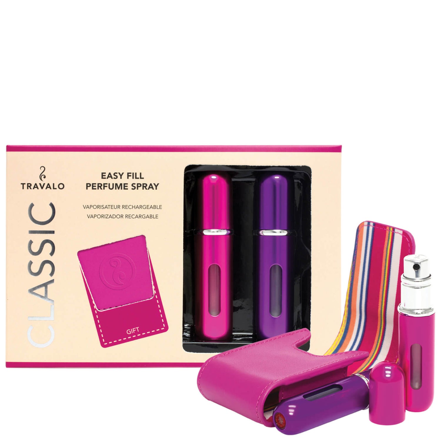 Travalo Perfume Atomiser Classic HD Gift Pack Hot Pink Purple