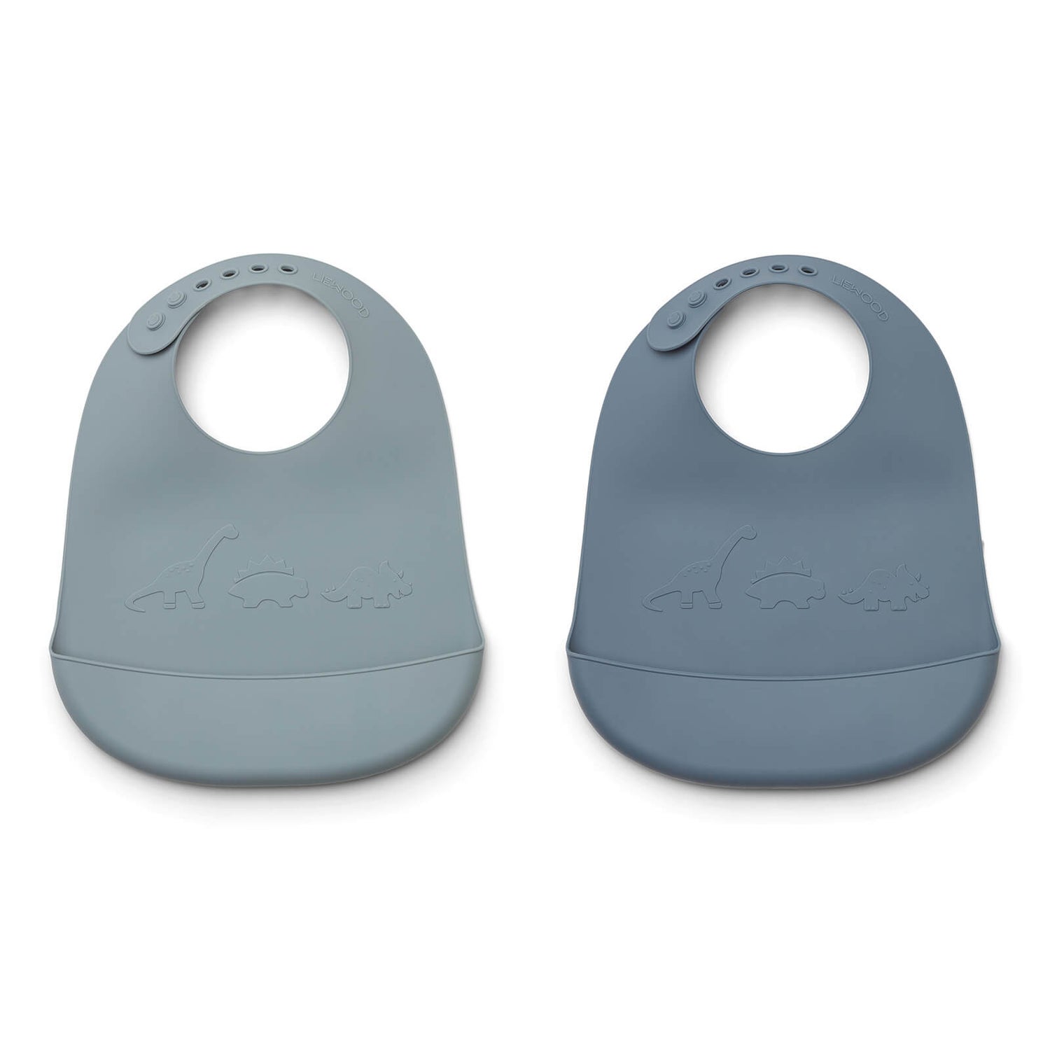 Liewood Tilda Bib Embossment 2-Pack - Dino Blue Mix - One Size