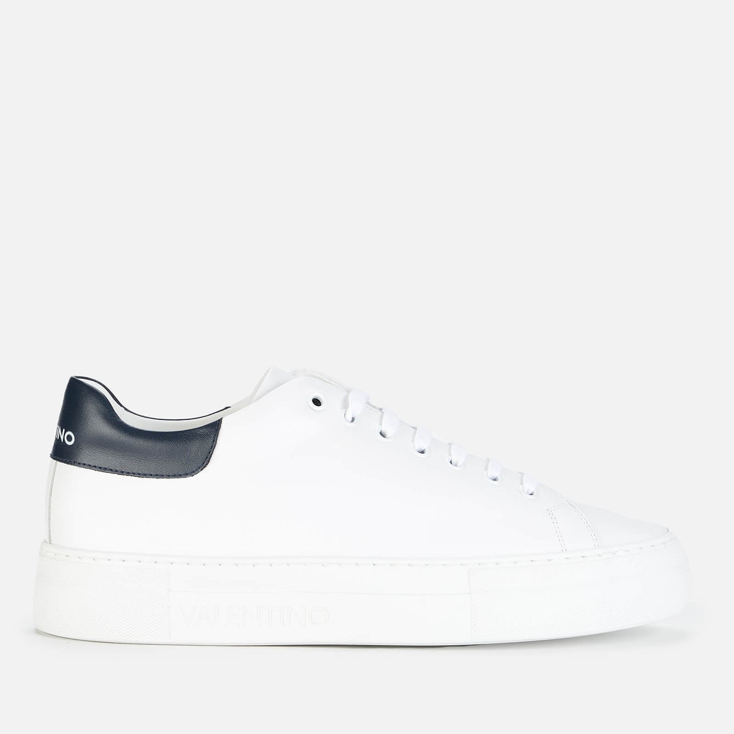 Valentino Shoes Men's Leather Cupsole Trainers - White/Blue - UK 11