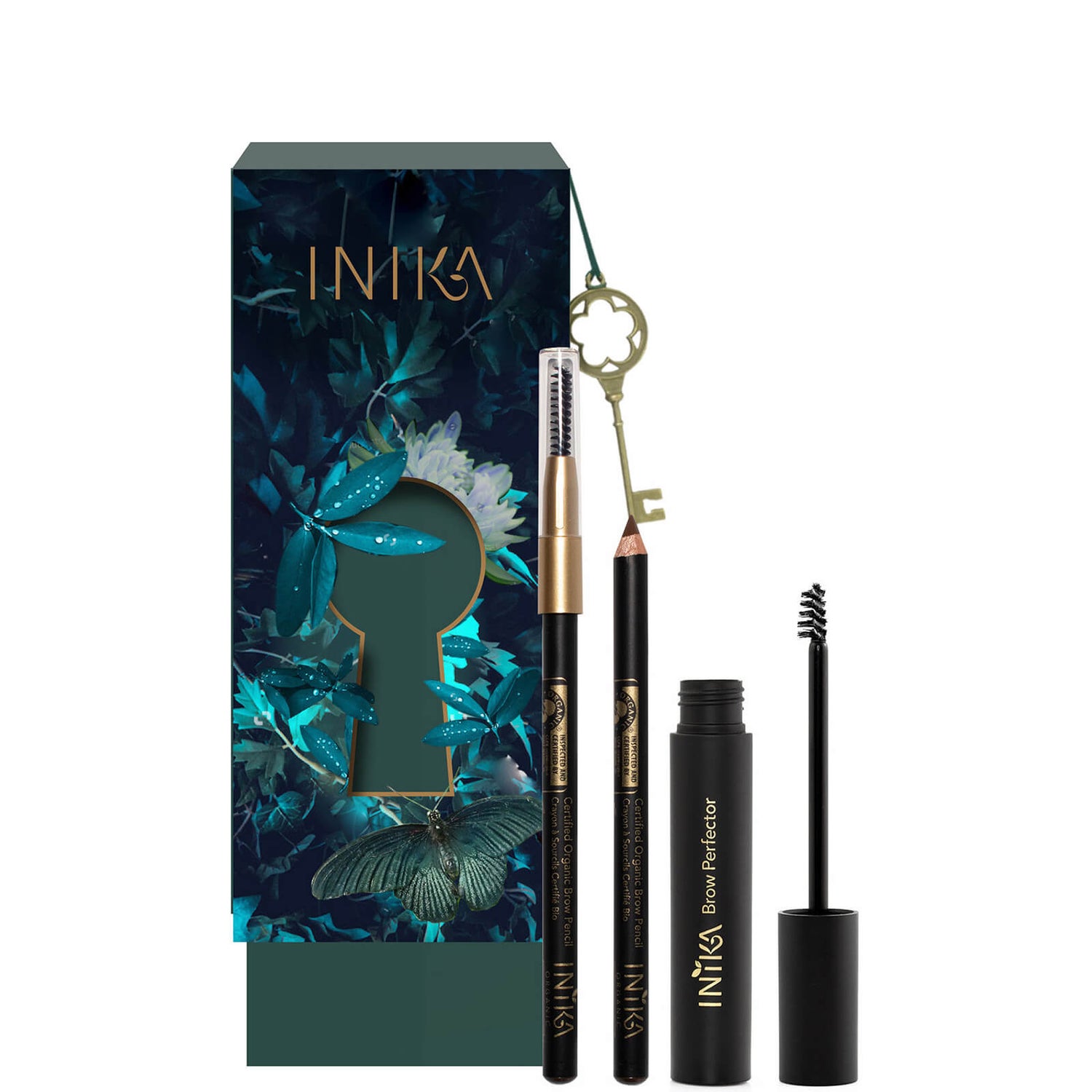 Набор для макияжа бровей inIKA Certified Organic Precision Brows, оттенок Walnut and Brunette, 9,2 г