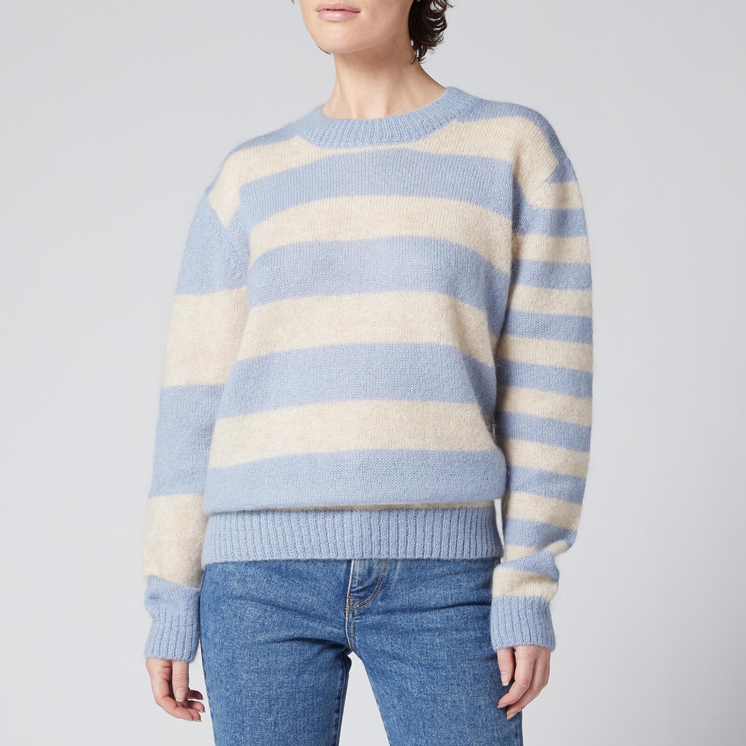 Être Cécile Women's Striped Boxy Knit Jumper - Blue/ Cream