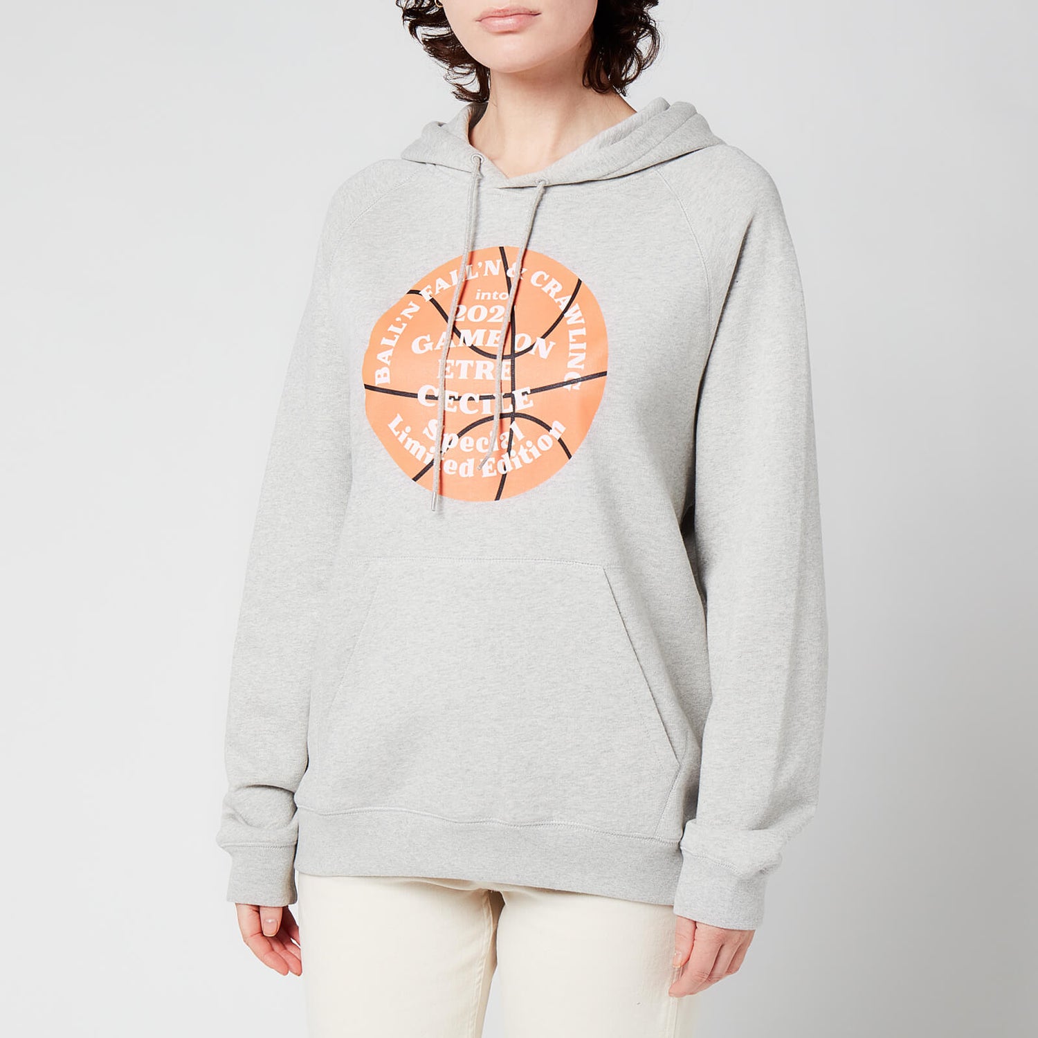 Être Cécile Women's Cotton Unbrush Basketball Classic Hoodie - Grey Marl - S