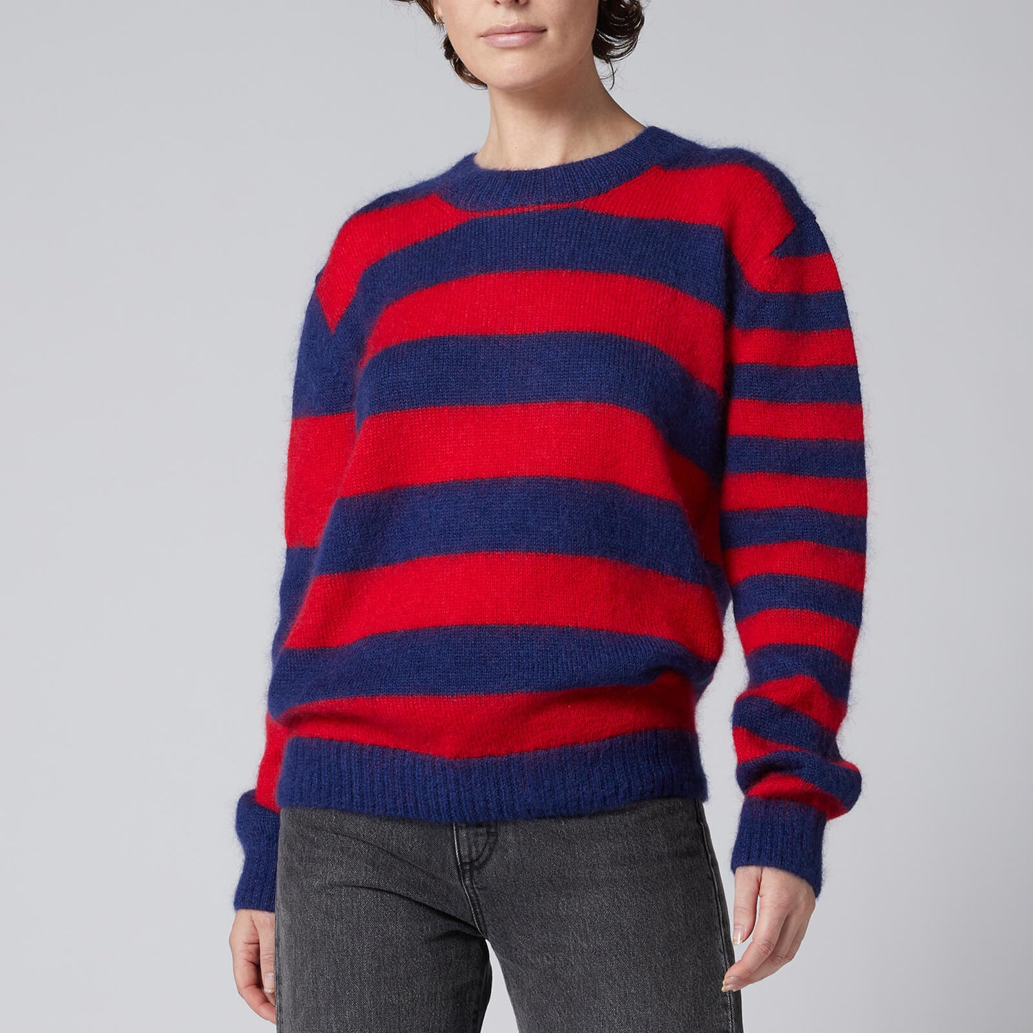 Être Cécile Women's Mohair Cecile Stripe Boxy Knit - Red/Navy