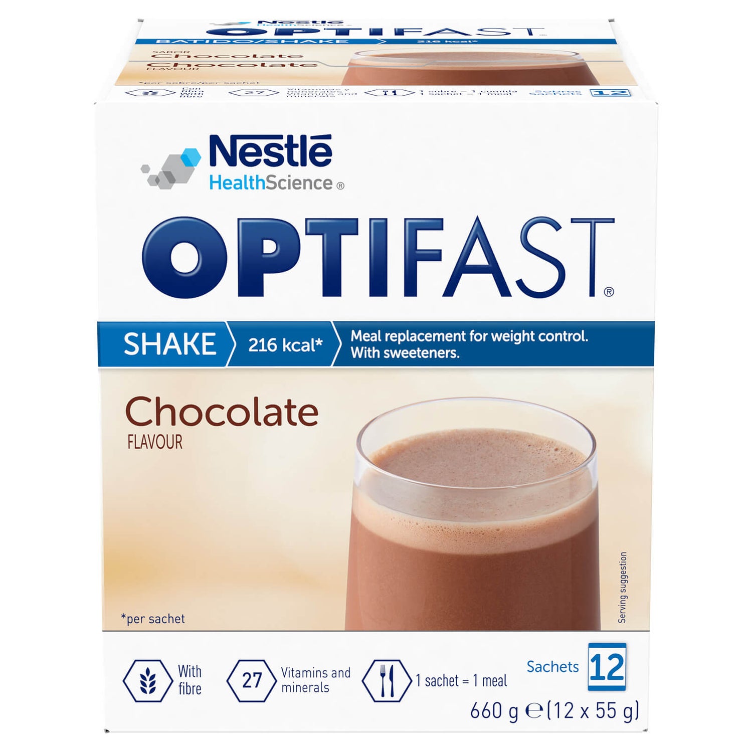 OPTIFAST Shakes - Chocolate - 1 Month Supply (32 Sachets)