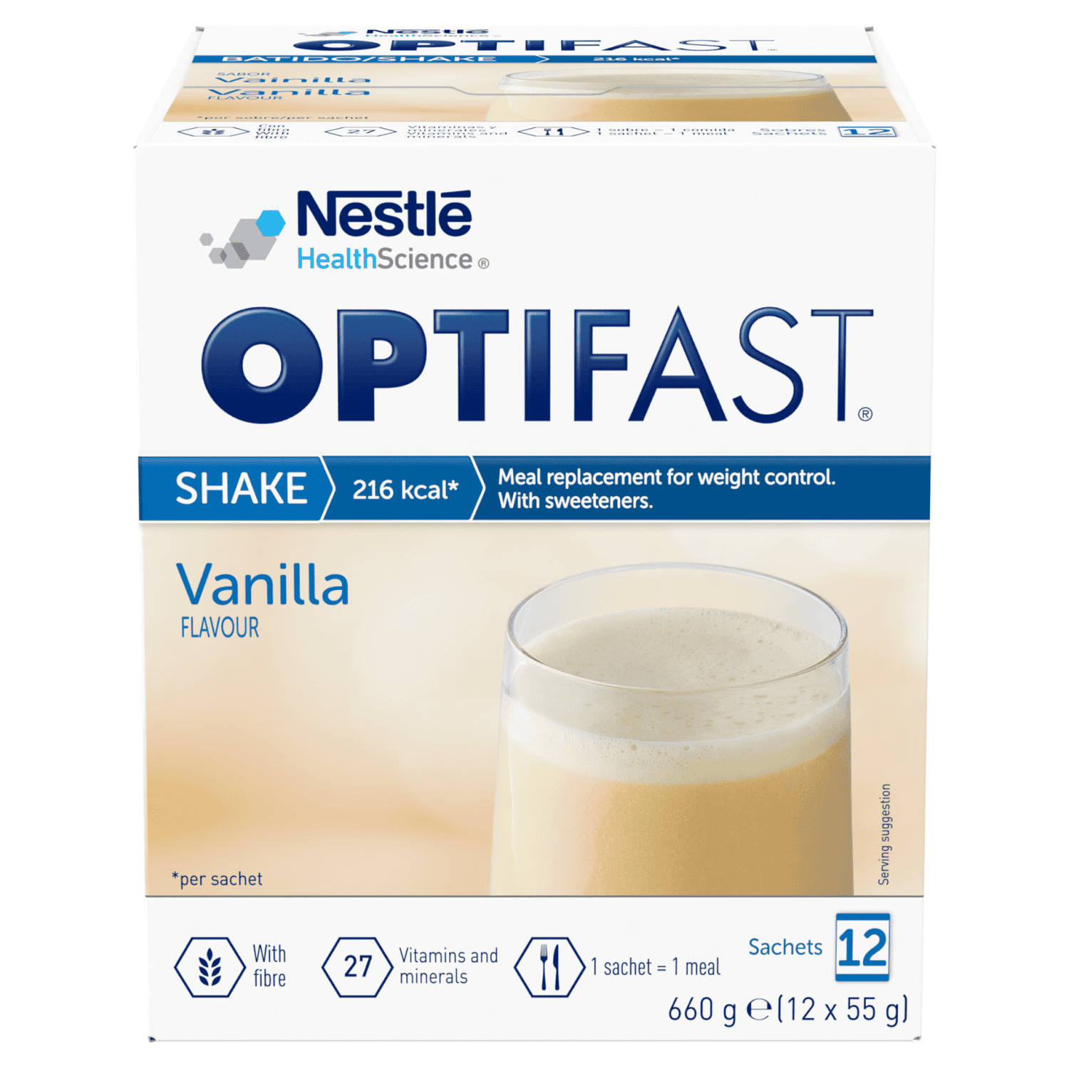 OPTIFAST Shakes - Vanilla - 1 Month Supply (32 Sachets)