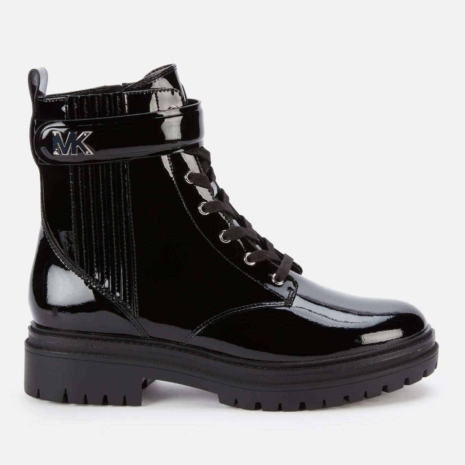 MICHAEL Michael Kors Women's Stark Patent Leather Lace Up Boots - Black