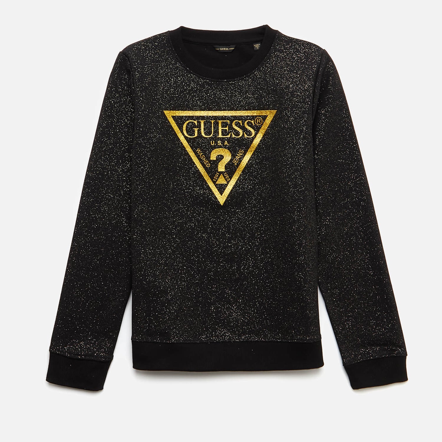 Guess Girls' Sparkly Long Sleeved Sweatshirt - Black - 8 Years