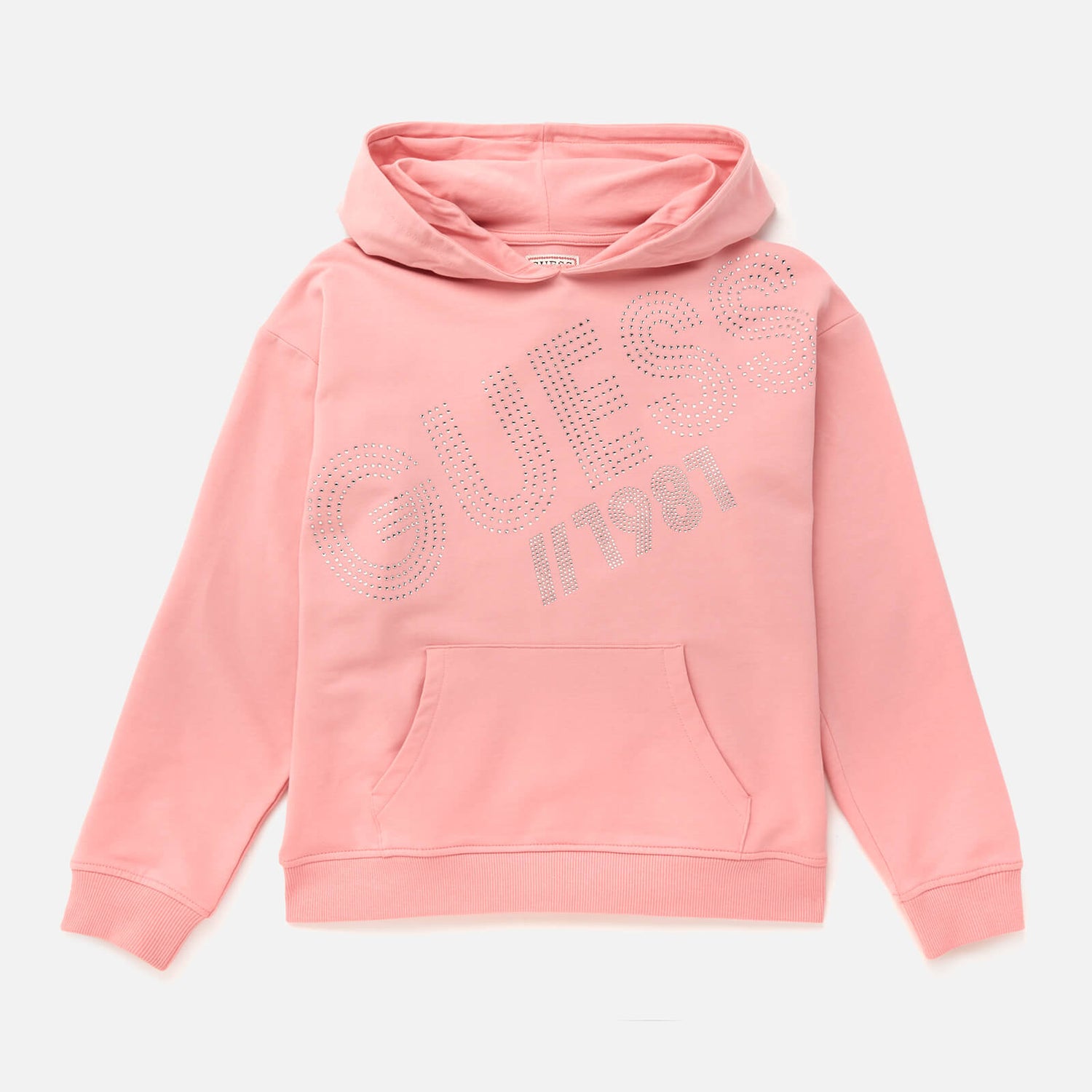Guess Girls' Hooded Logo Active Top - Pop Gum Pink - 6 Years