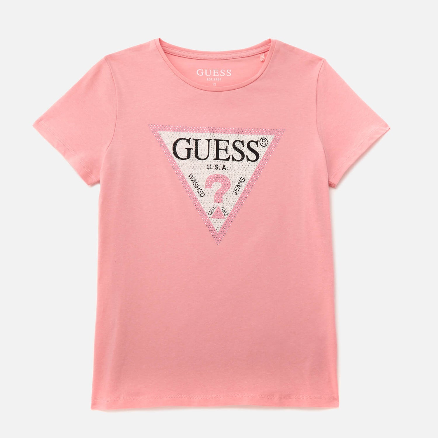 Guess Girls' Short Sleeve T-Shirt - Pop Gum Pink - 7 Years