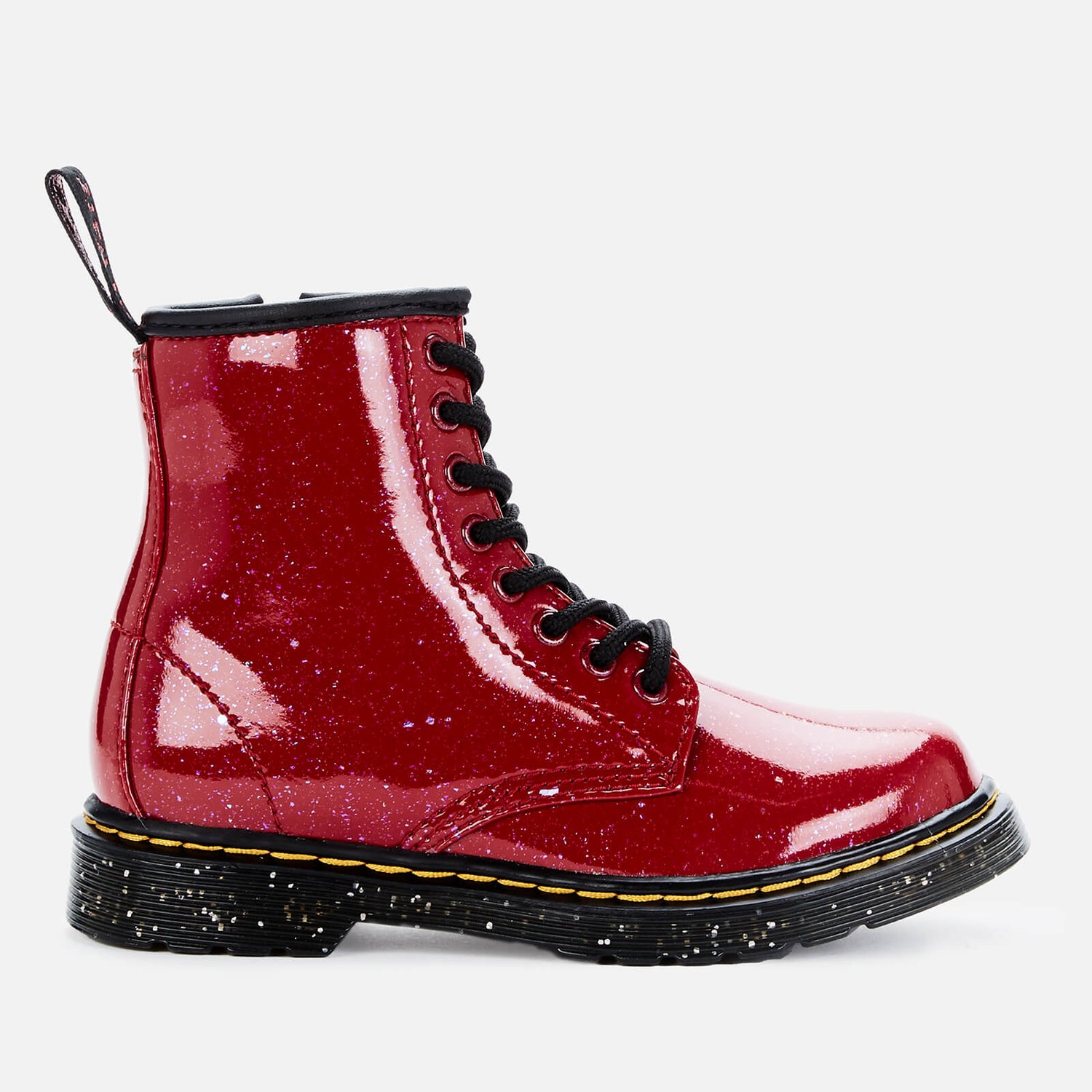 Dr Martens Kids' 1460 Patent Lamper Lace Up Boots - Bright Red Cosmic Glitter