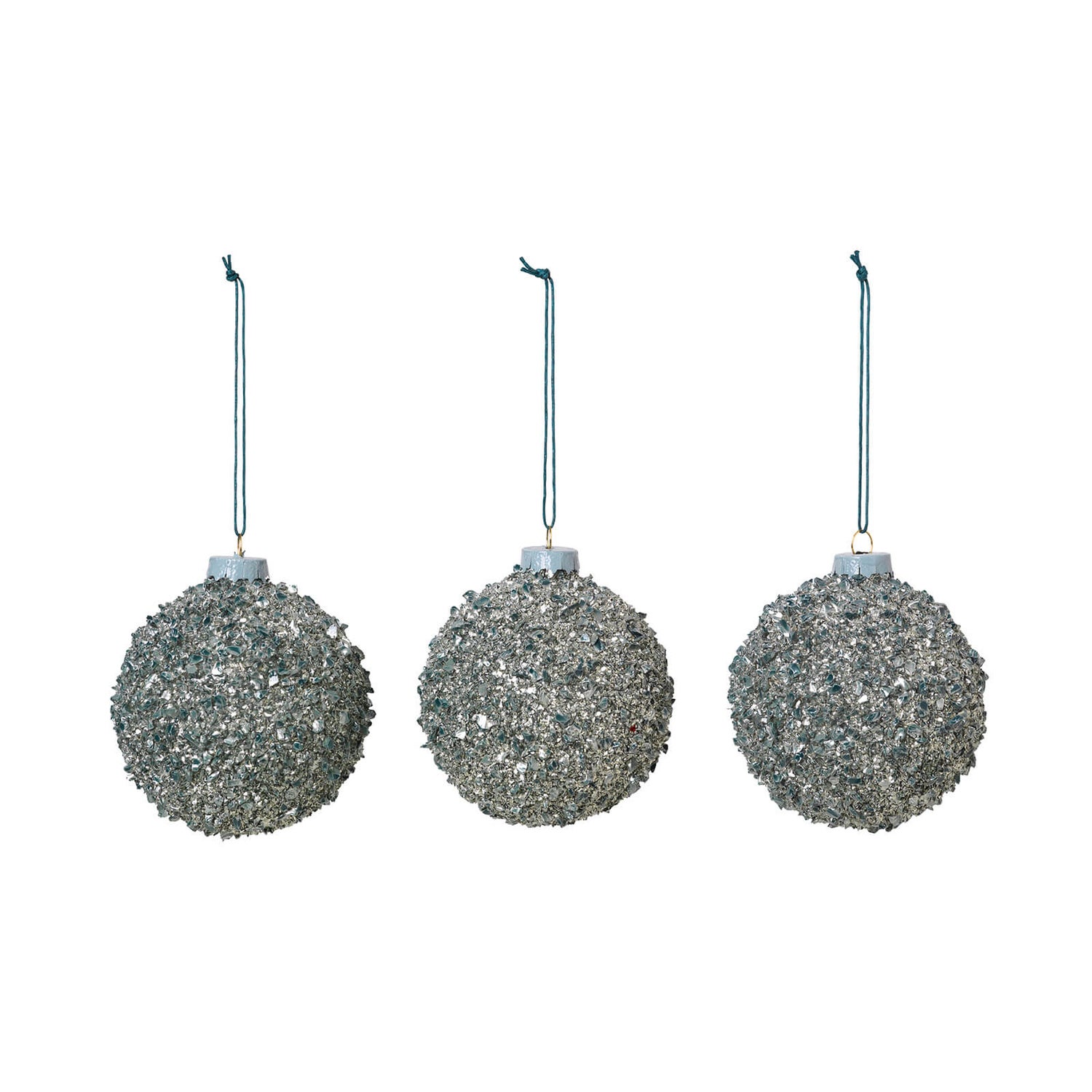 Broste Copenhagen Glitter Baubles - Agave Green - Set of 3