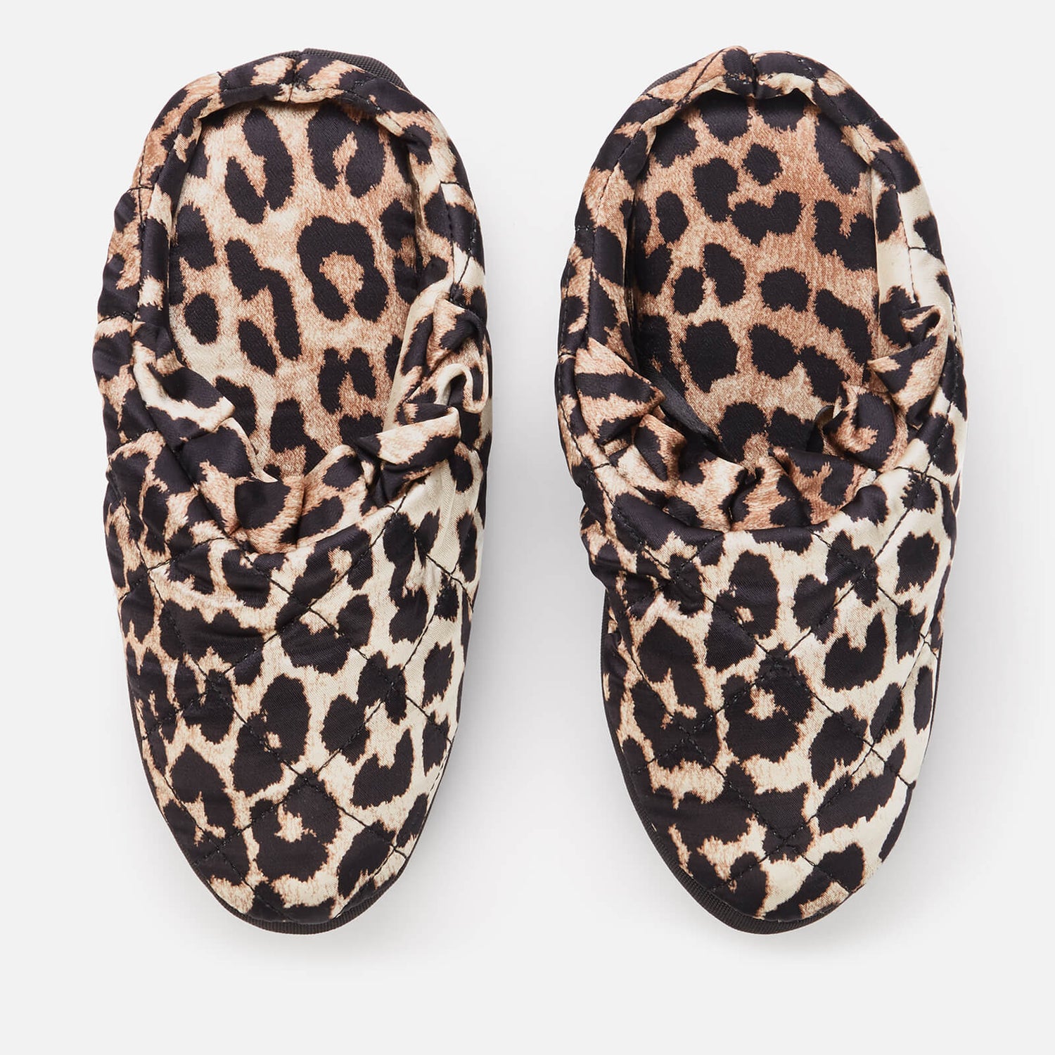 Ganni Women's Quilted Indoor Ruffle Slippers - Leopard - EU 36/UK 3