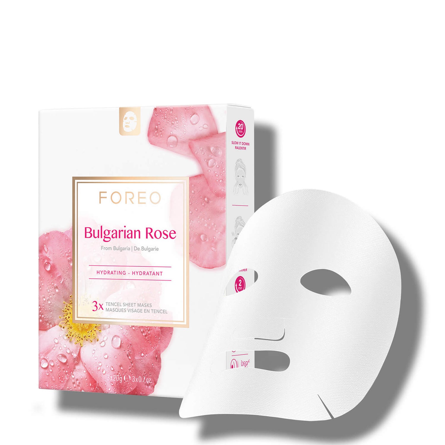 Masque en tissu hydratant à la rose bulgare FOREO (lot de 3)